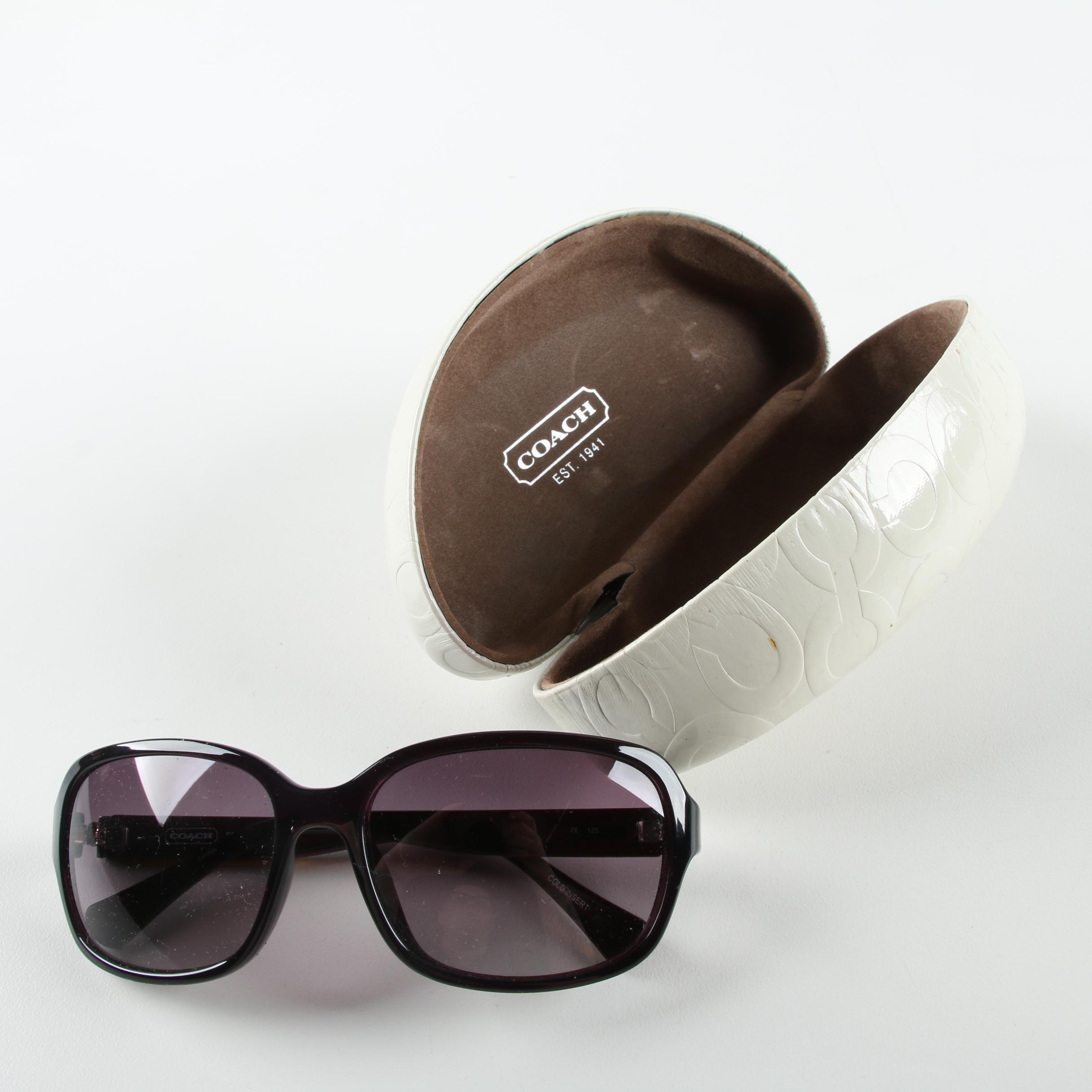 Women's Coach Purple Rhinestone Embellished Sunglasses