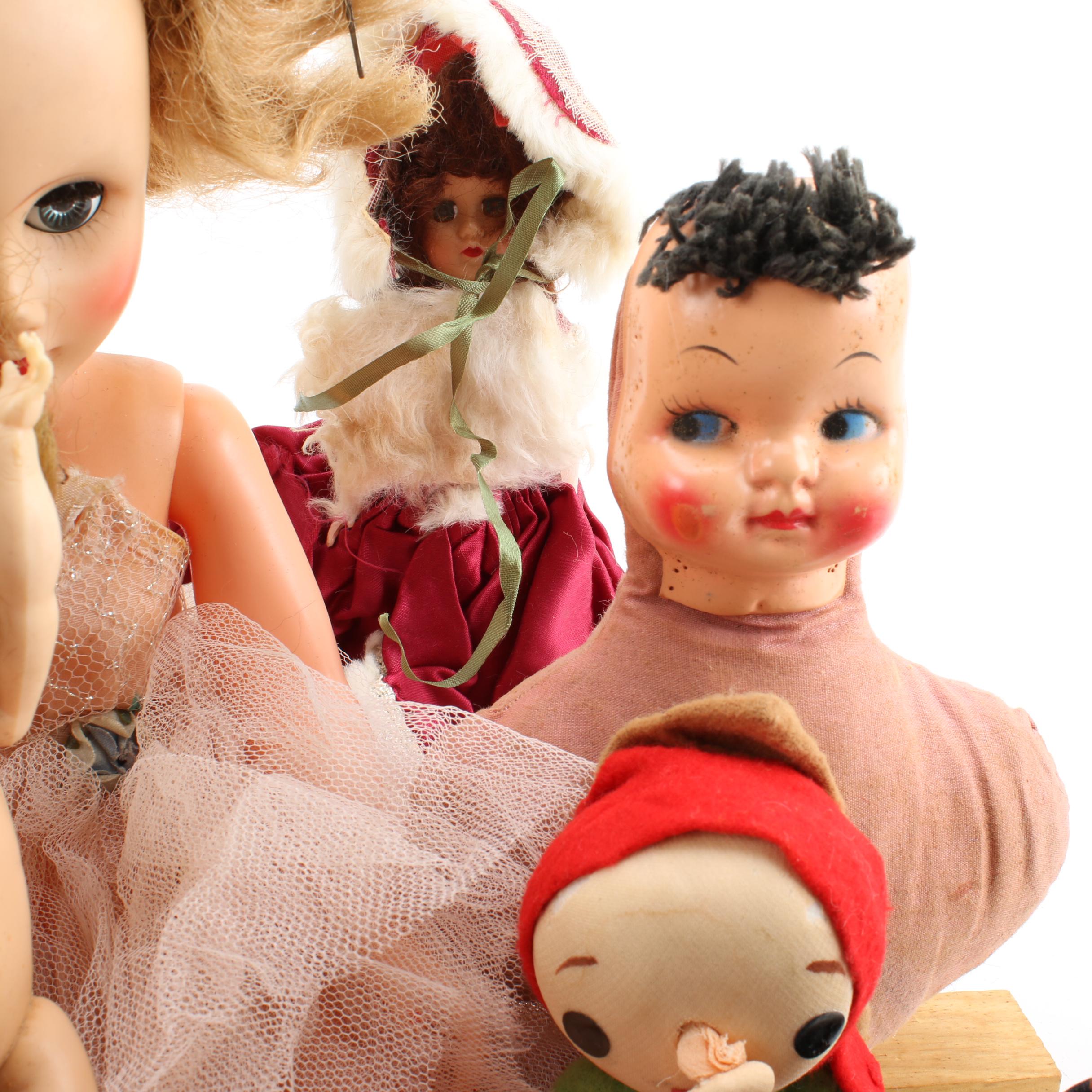 1960s Ideal "Mitzi" Doll with Vintage Baby Dolls