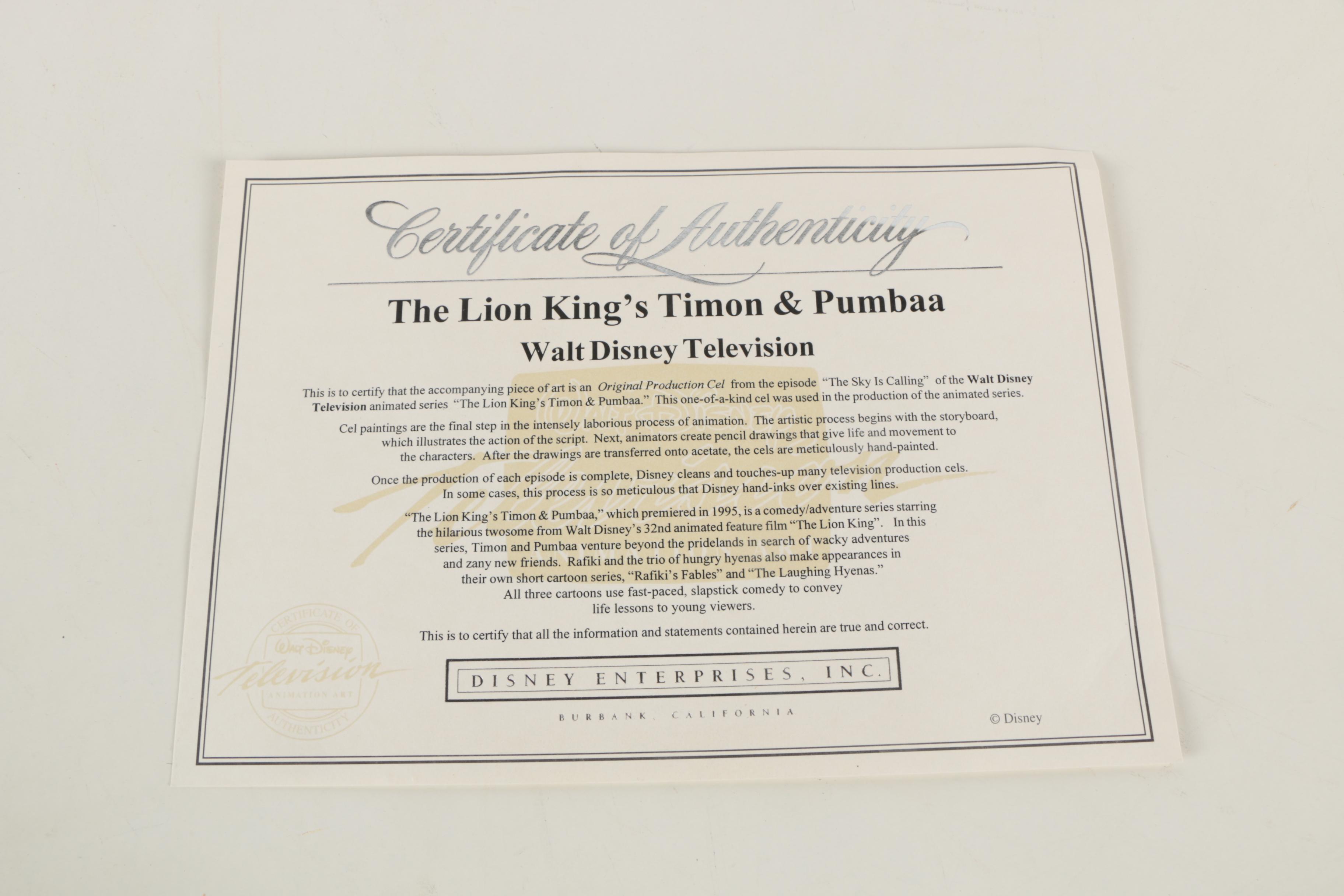 Production Cel of Rafiki from "The Lion King's Timon and Pumbaa"