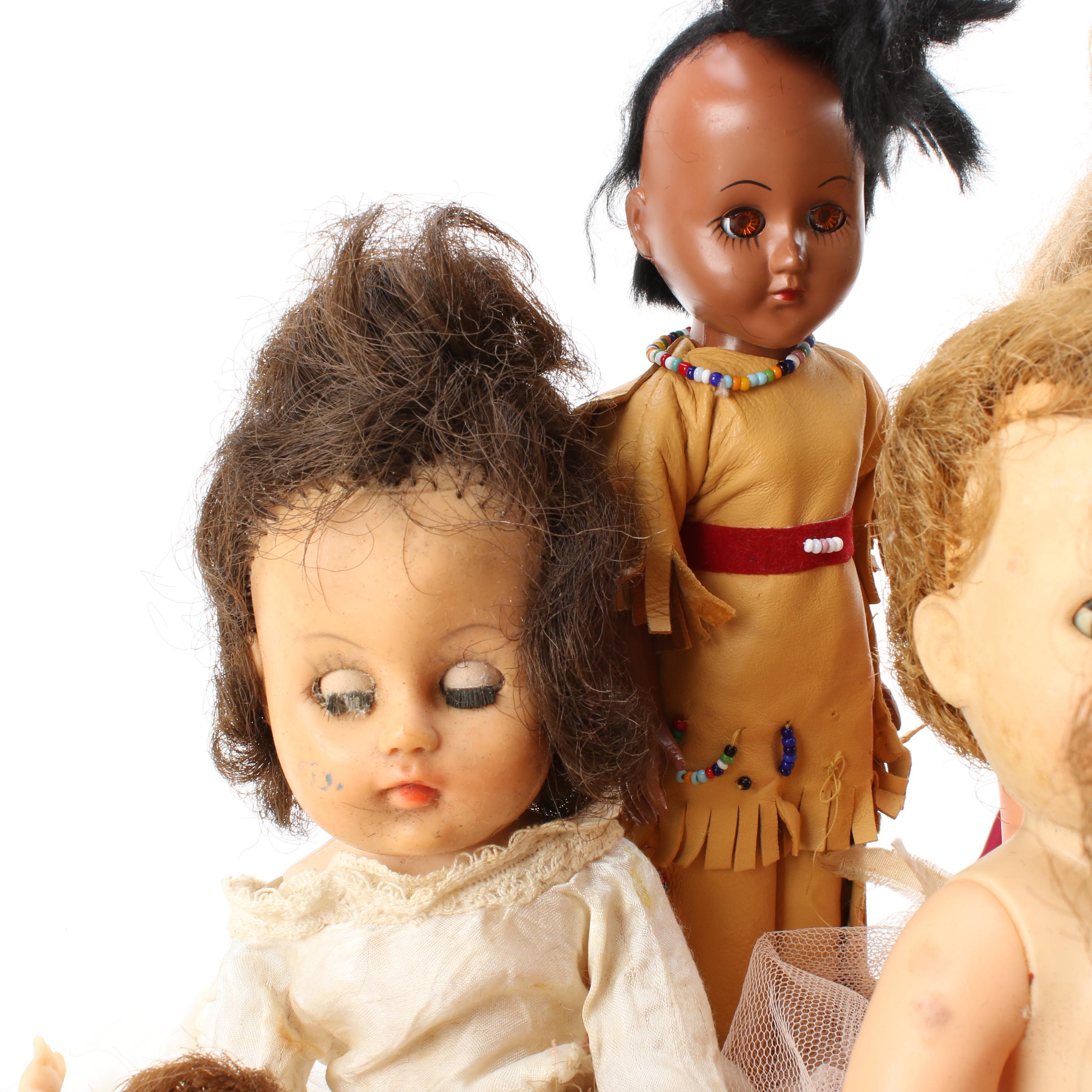 1960s Ideal "Mitzi" Doll with Vintage Baby Dolls