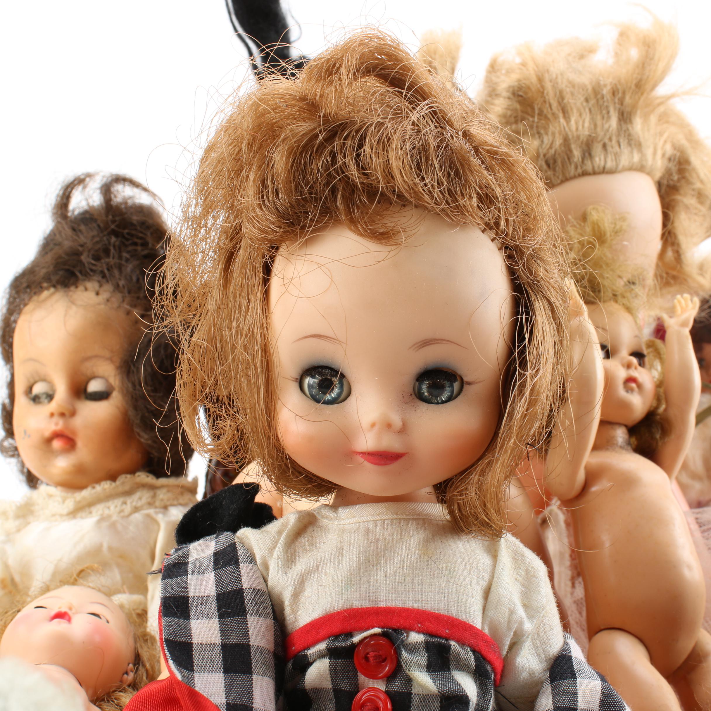 1960s Ideal "Mitzi" Doll with Vintage Baby Dolls