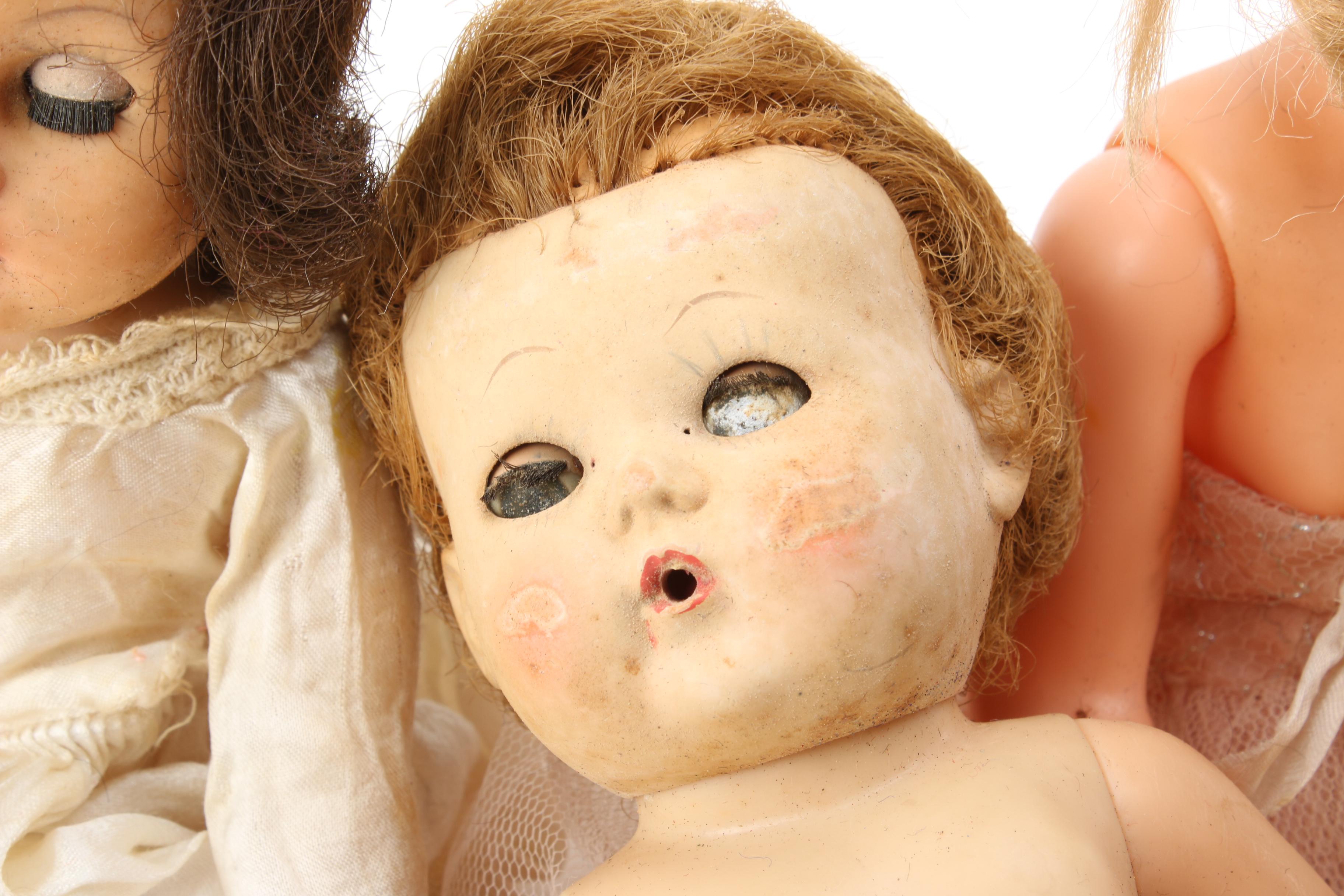 1960s Ideal "Mitzi" Doll with Vintage Baby Dolls