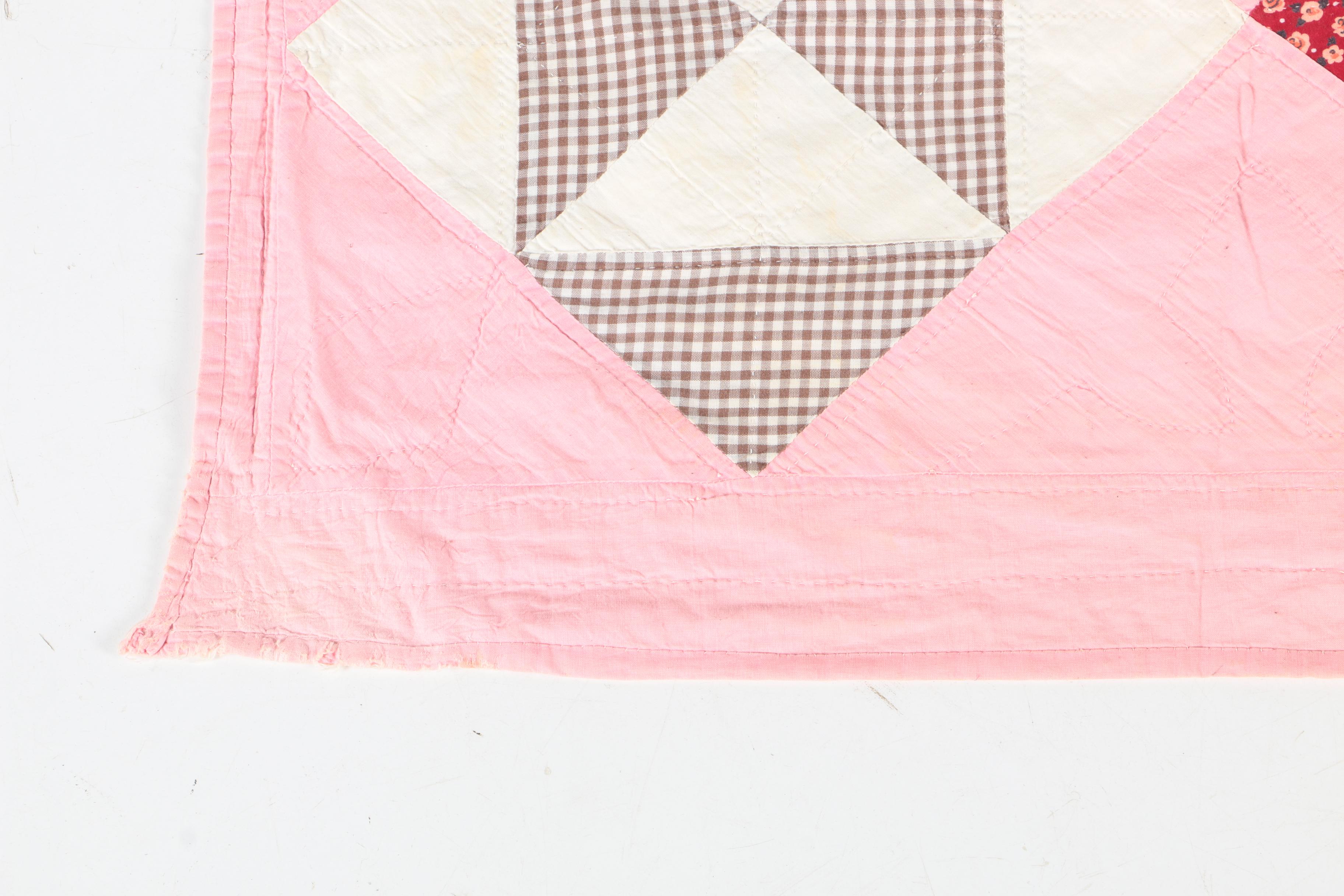 Vintage Handcrafted "Hourglass" Pieced Quilt