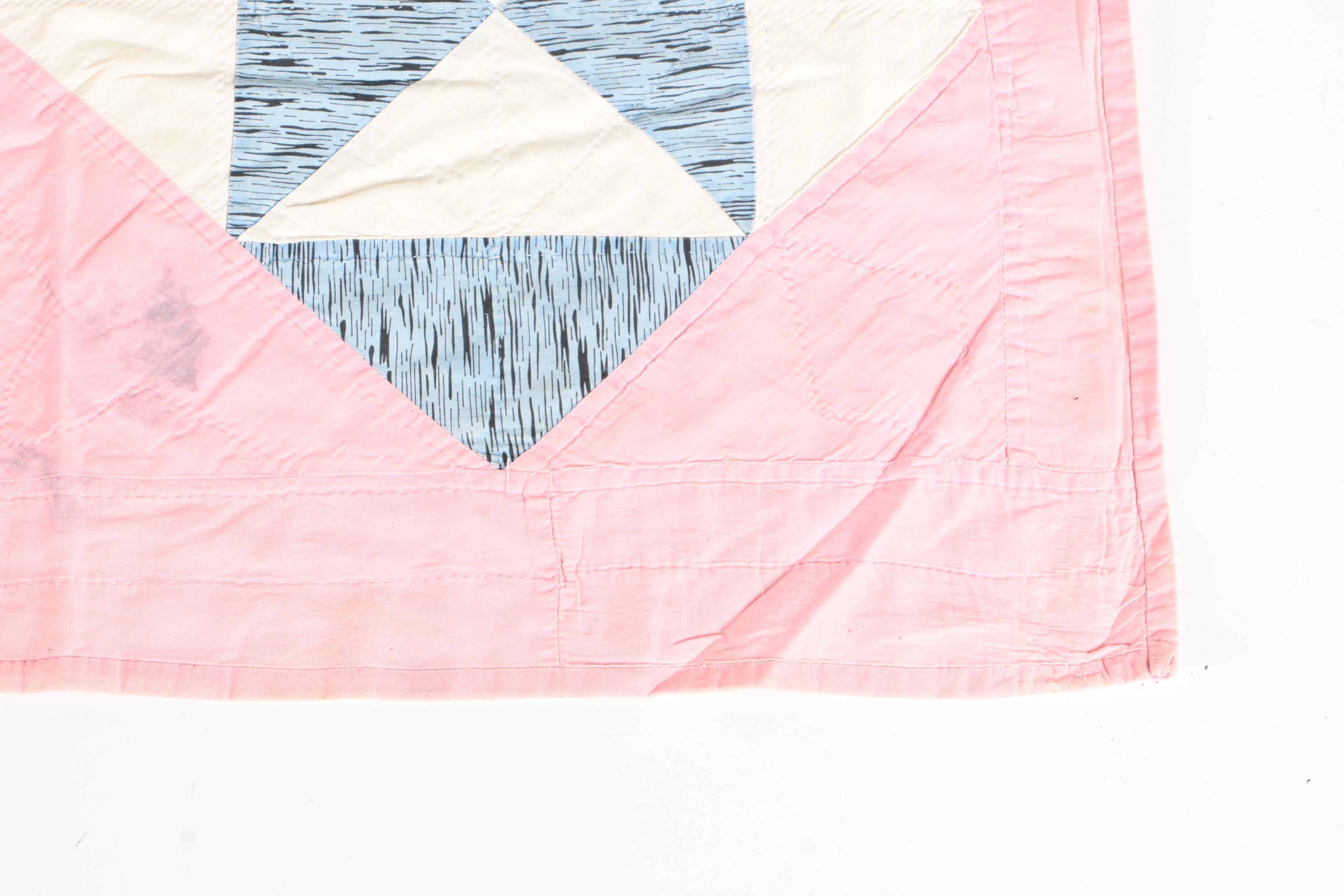 Vintage Handcrafted "Hourglass" Pieced Quilt