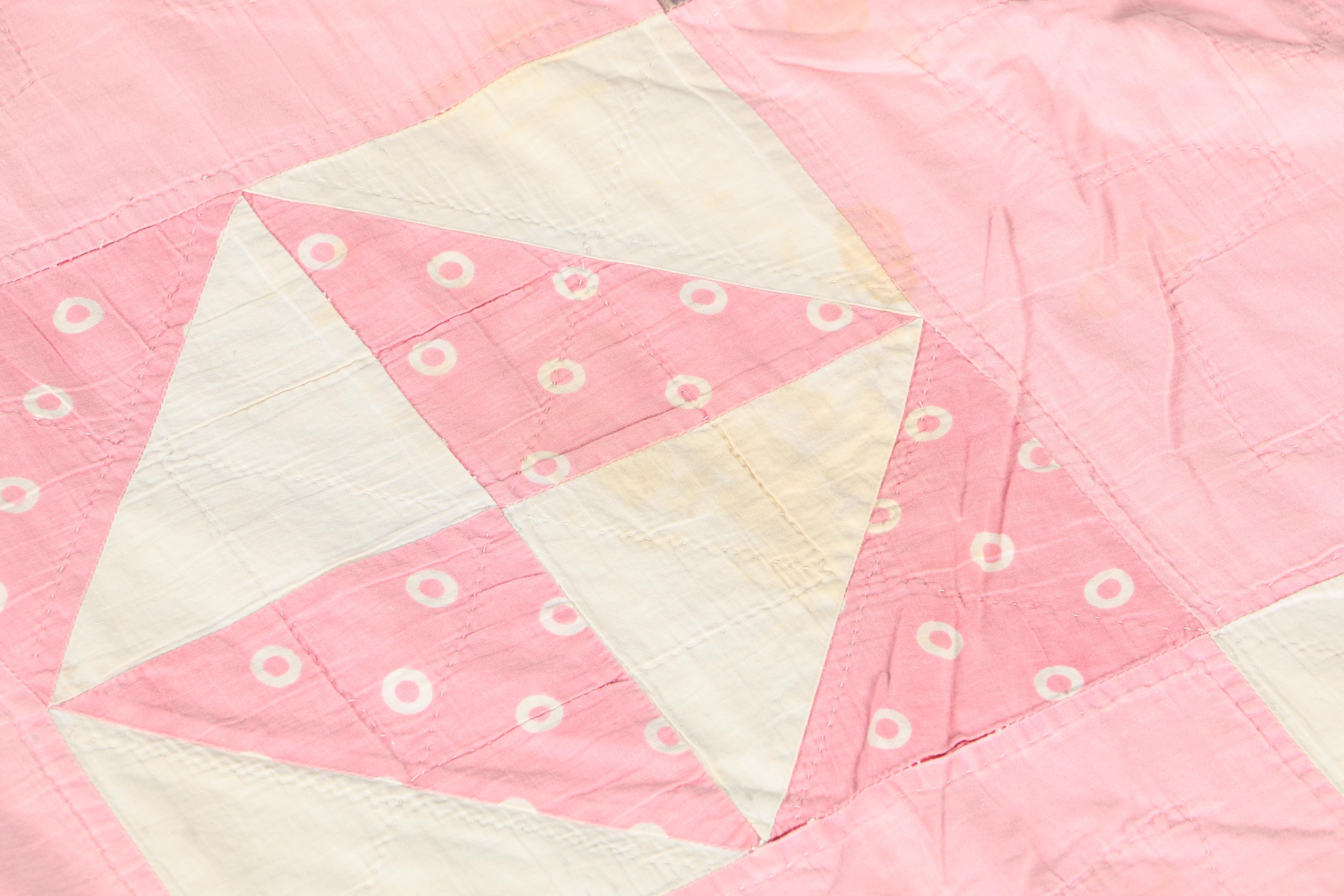 Vintage Handcrafted "Hourglass" Pieced Quilt