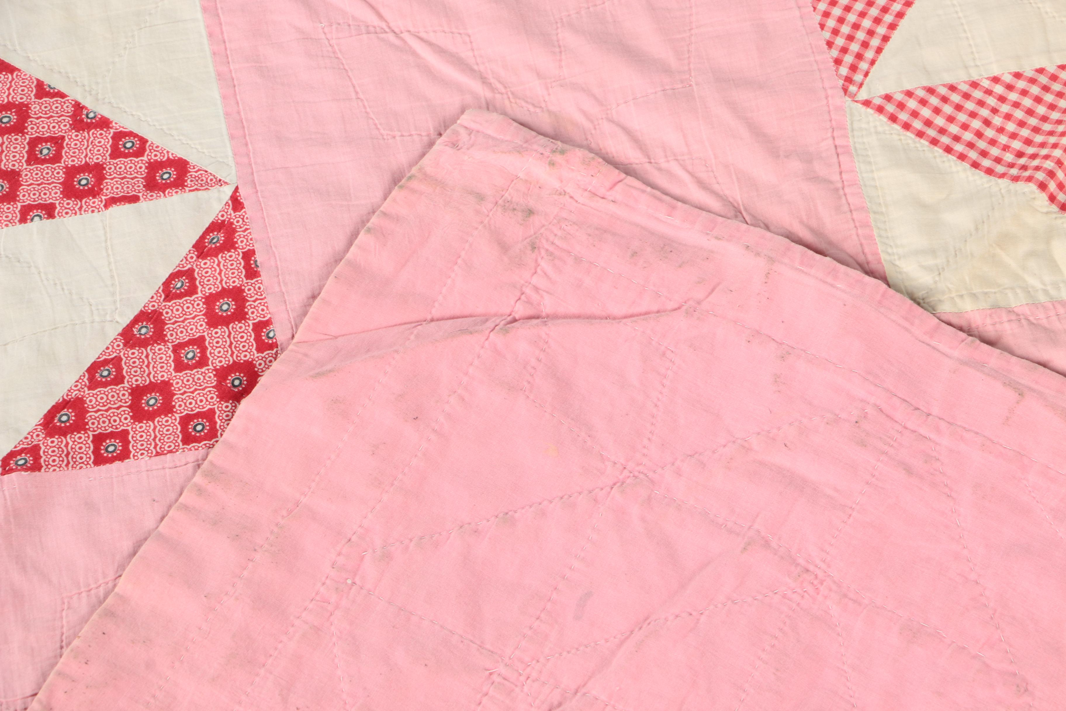 Vintage Handcrafted "Hourglass" Pieced Quilt