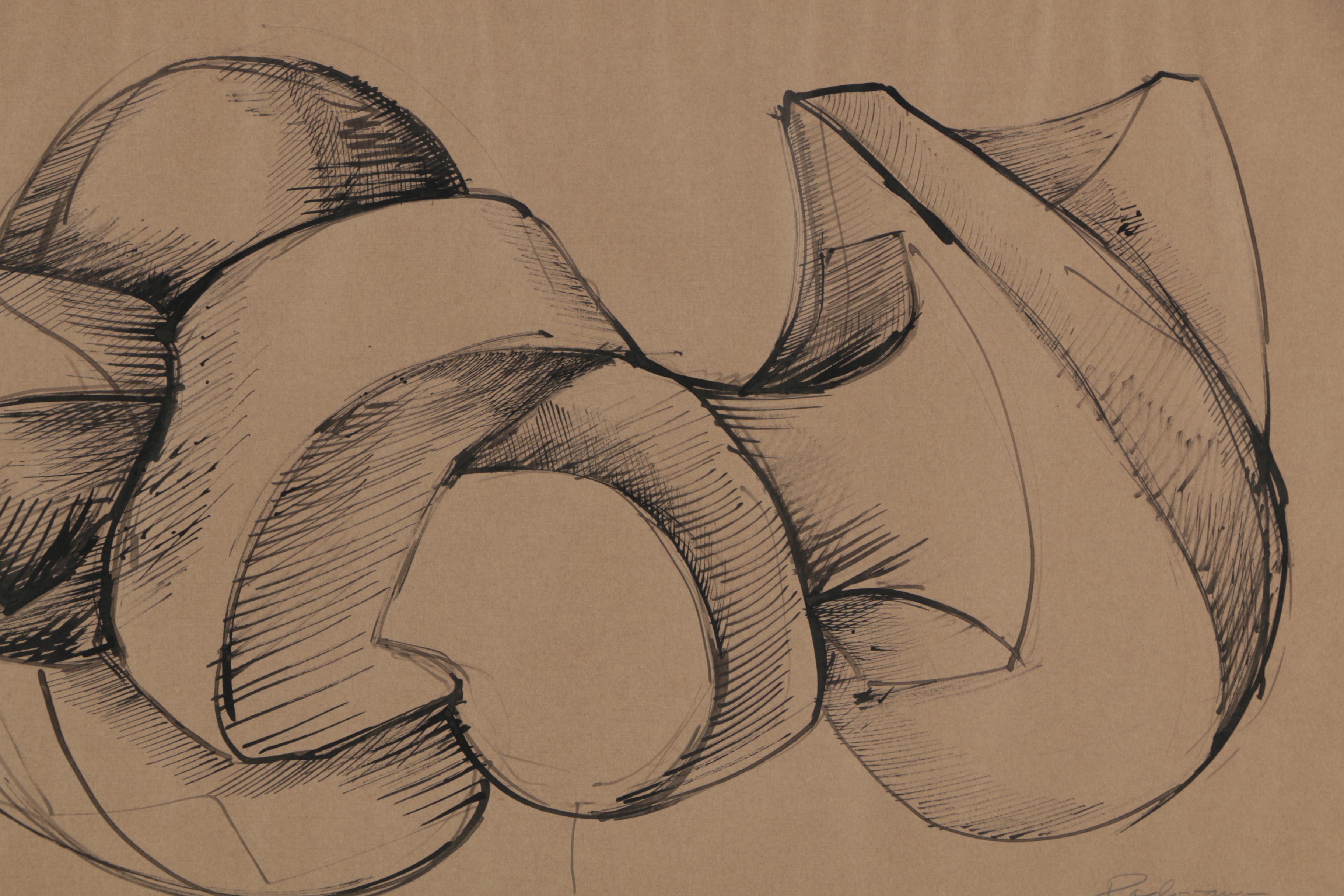 Anthony Padovano Vintage Abstract Ink Drawing