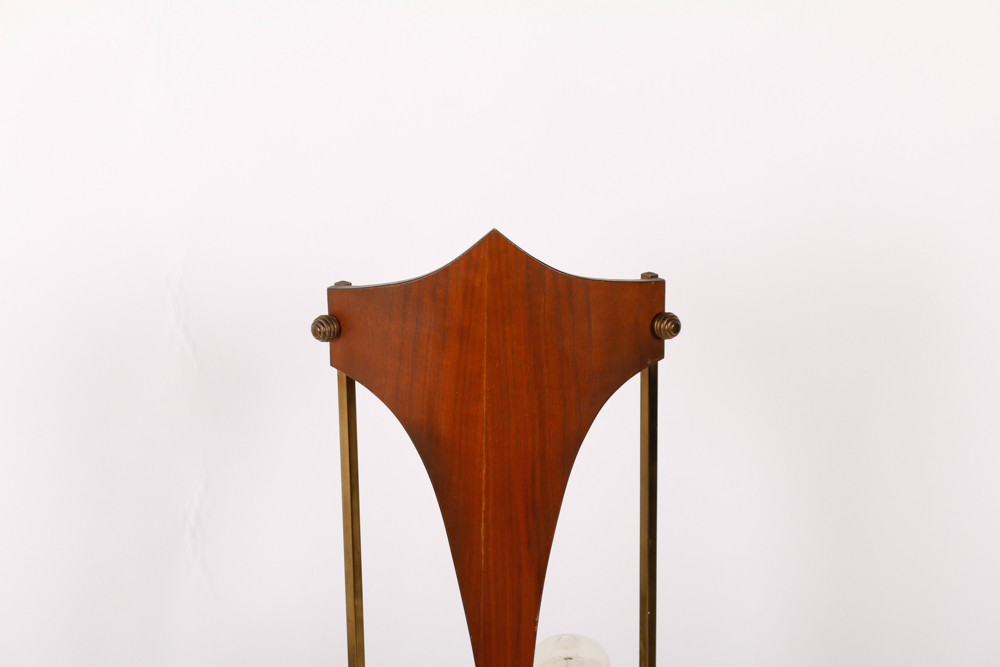 Mid Century Modern Wood and Brass Table Lamp