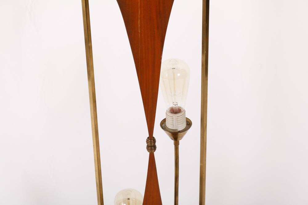 Mid Century Modern Wood and Brass Table Lamp