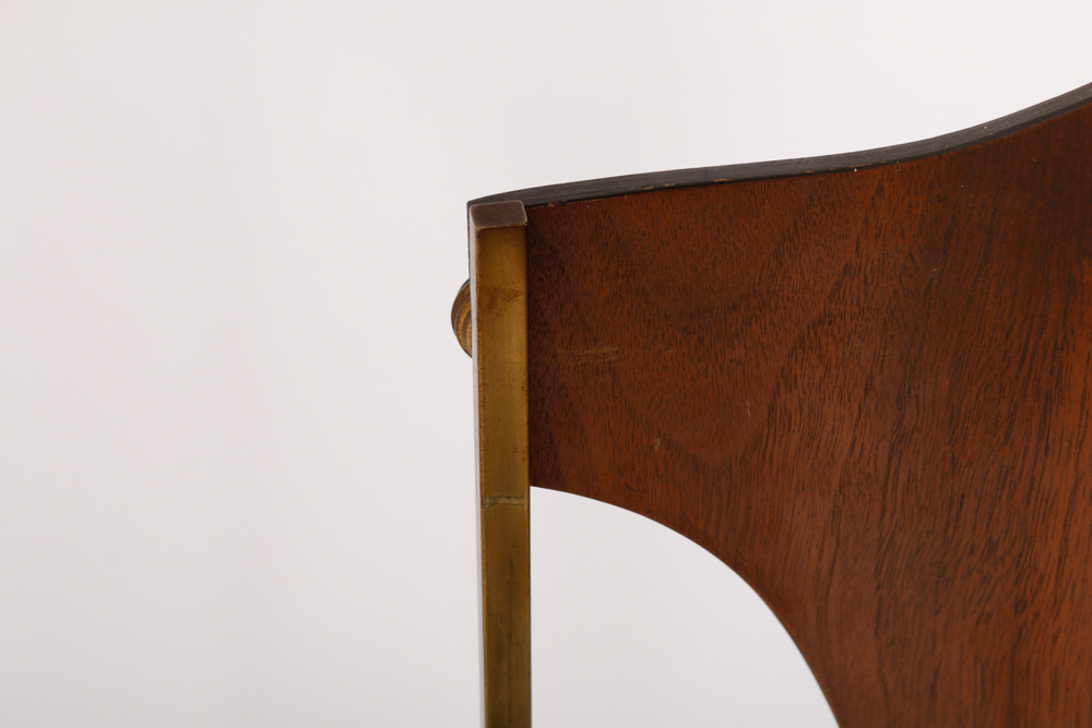 Mid Century Modern Wood and Brass Table Lamp