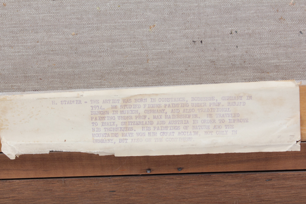 H. Stadler Original Oil Painting