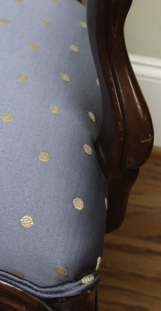 Victorian Style Carved and Upholstered Armchair