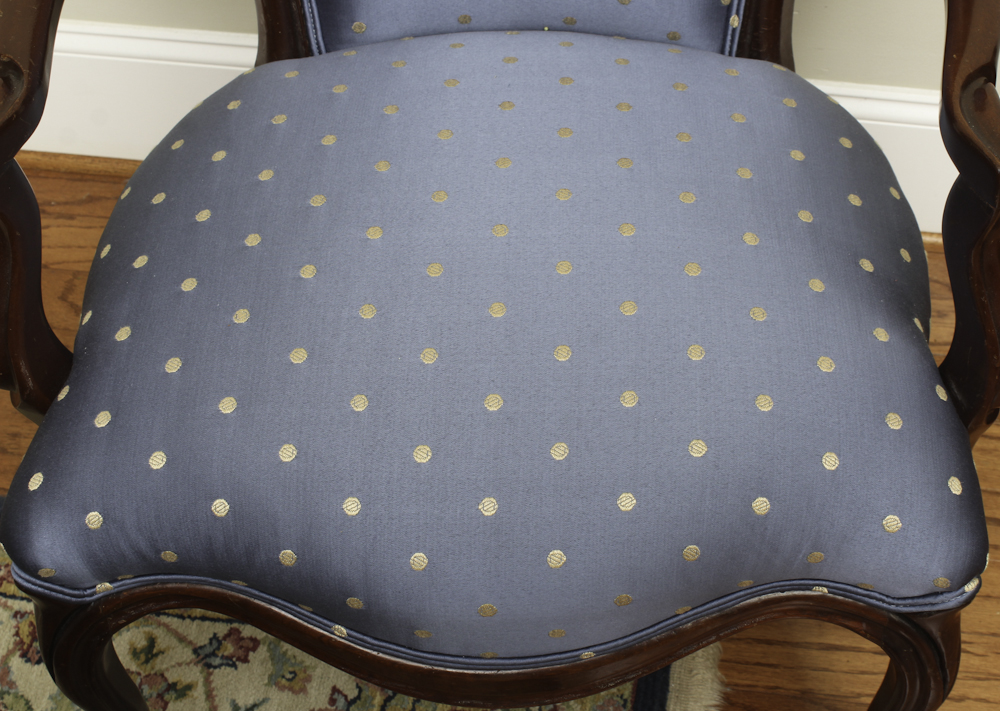 Victorian Style Carved and Upholstered Armchair