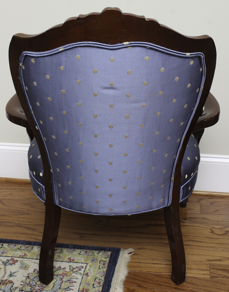 Victorian Style Carved and Upholstered Armchair