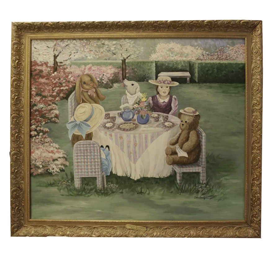 S. Weatherly Oil Painting of a Tea Party