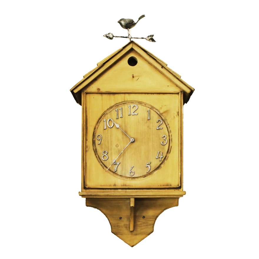 Wooden Bird House Wall Clock