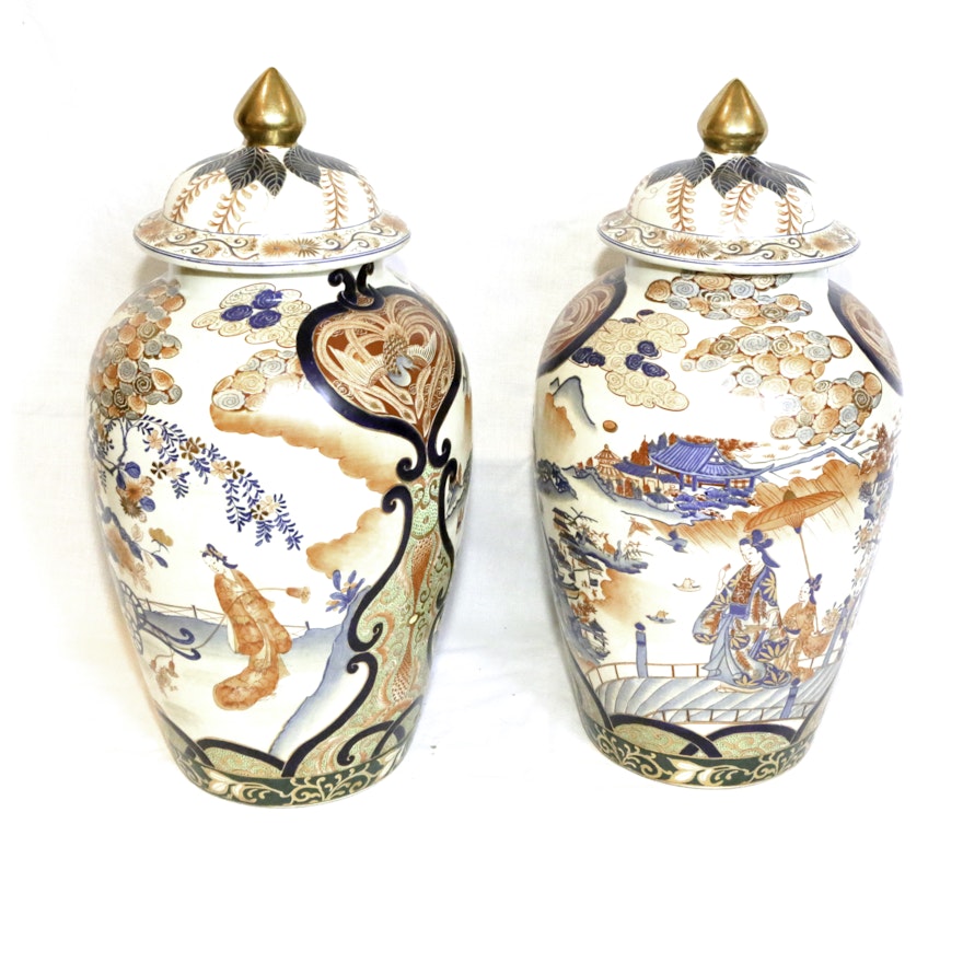 Japanese Imari Style Porcelain Ginger Jars