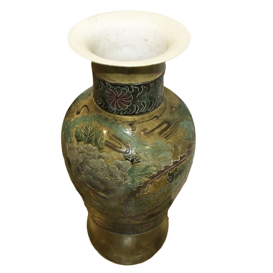 Large Foliate Patterned Ceramic Vase