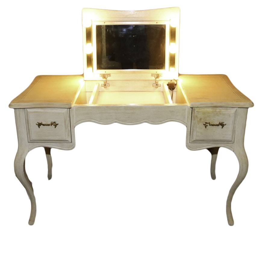 French Provincial Style Lighted Dressing Table and Chair