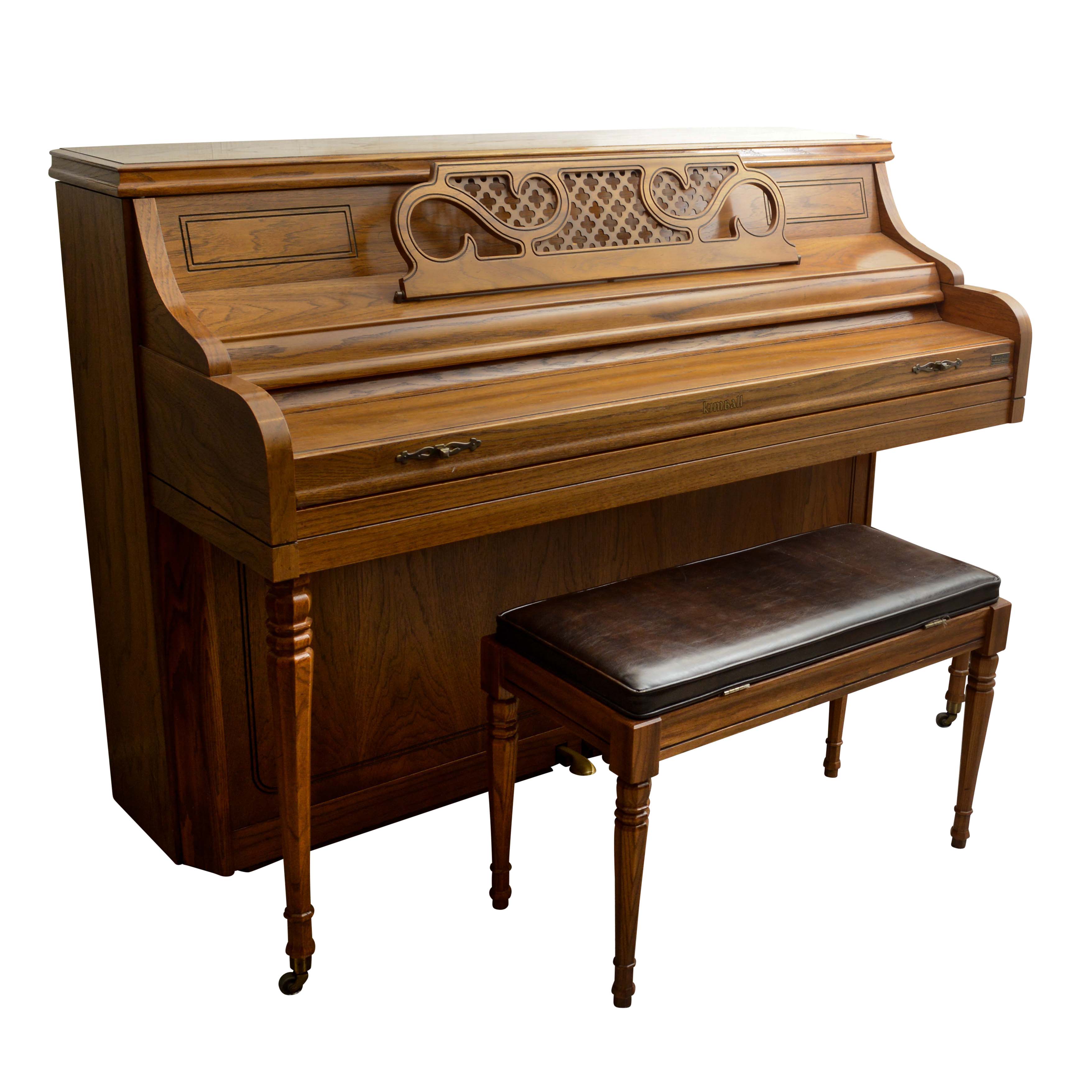 Vintage Kimball Upright Console Piano with Bench