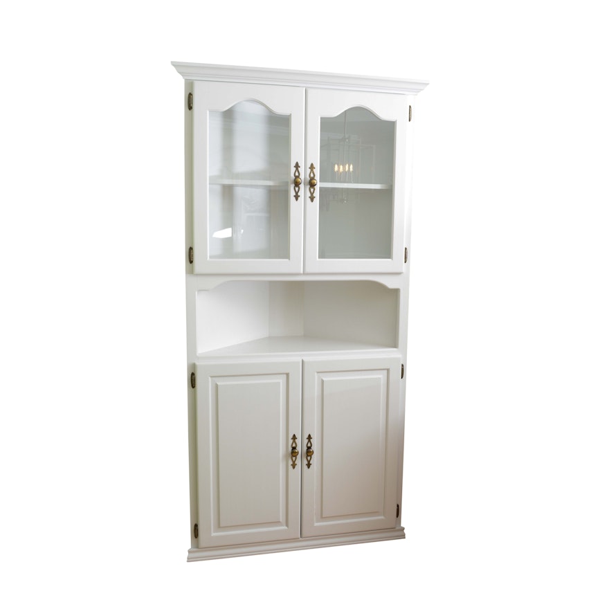 White Painted Wood Corner Cabinet