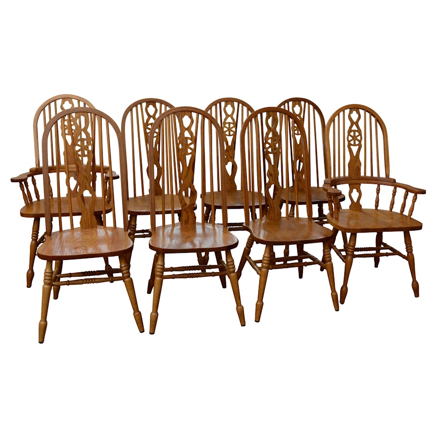 Pierced Splat Spindle Back Dining Chairs