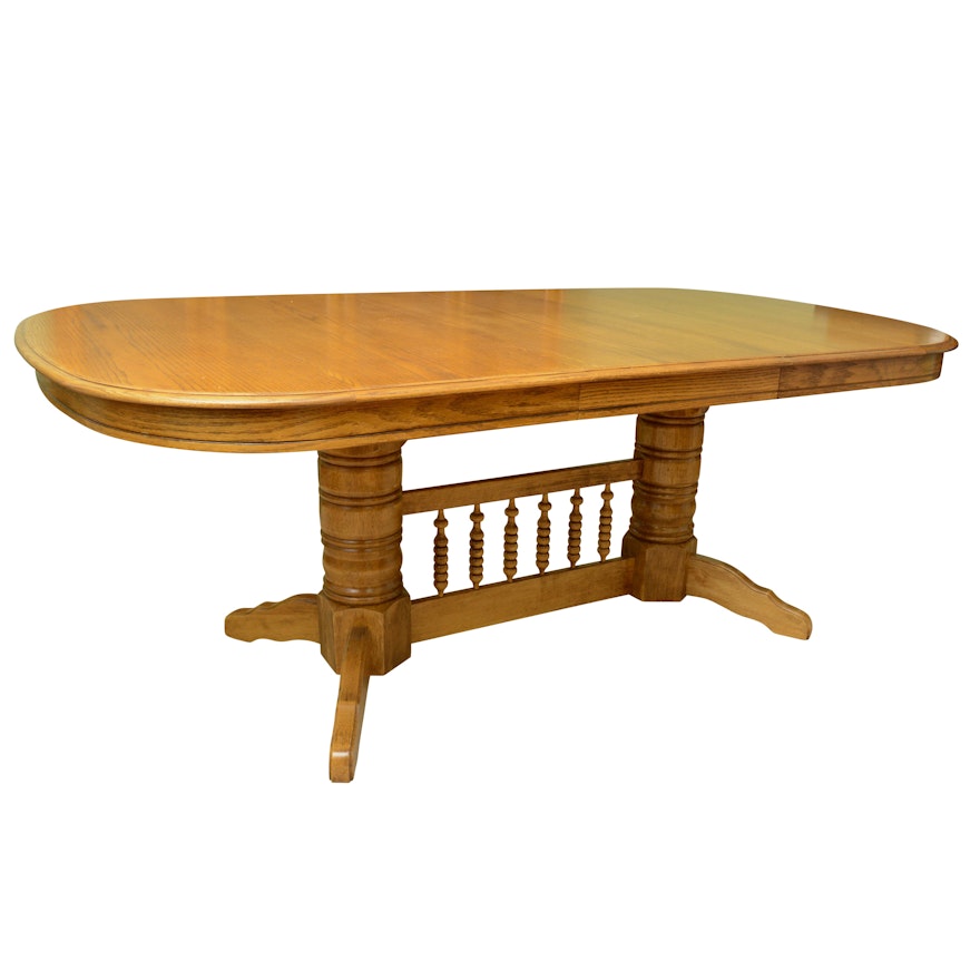 Oak Top Pedestal Dining Table