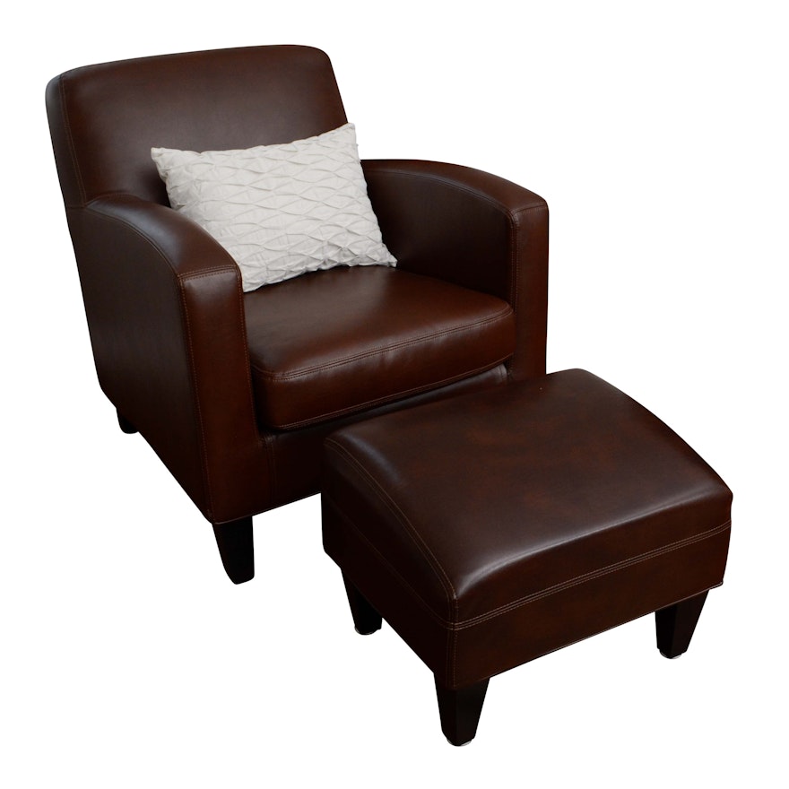 "Jäppling" Faux Leather Armchair with Ottoman by IKEA
