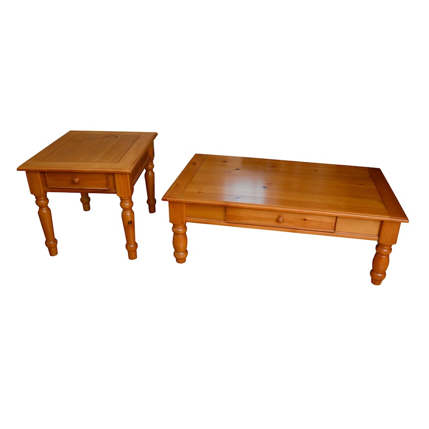 Colonial Style Pine End Table and Coffee Table