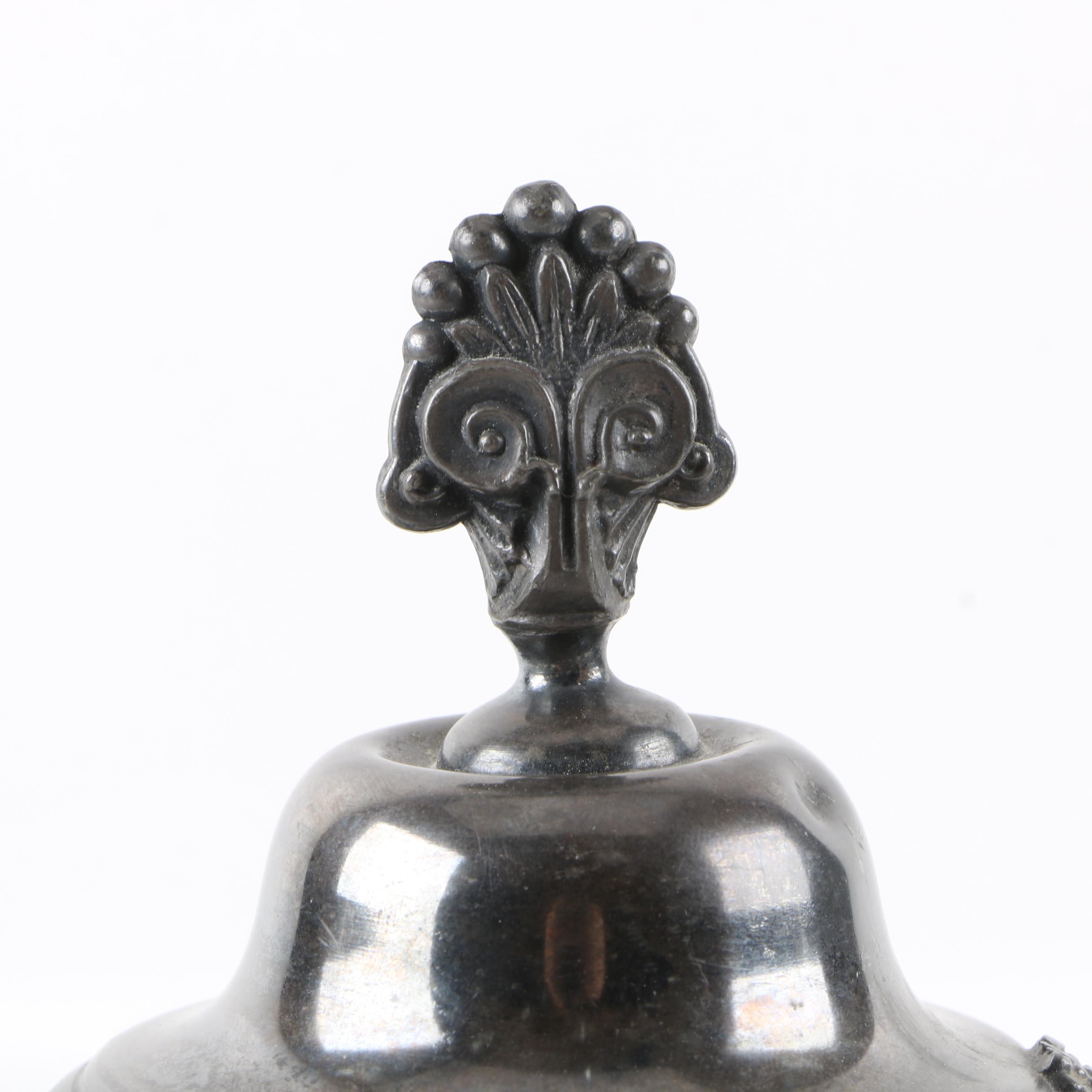 Floral Accented Silver-Plated Ice Water Pitcher