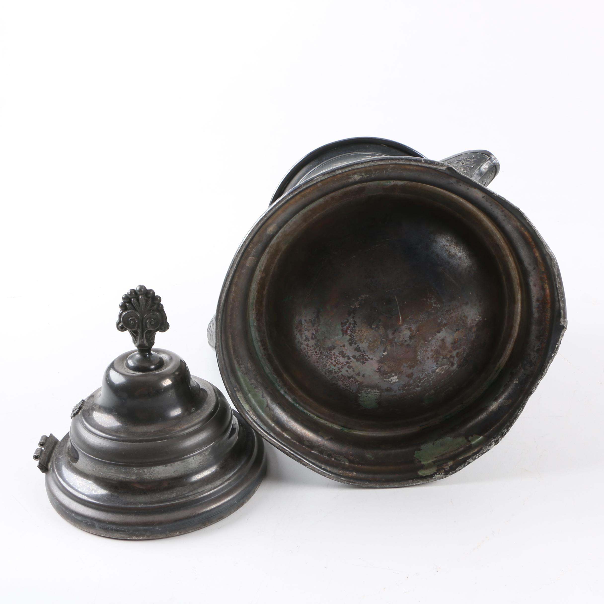 Floral Accented Silver-Plated Ice Water Pitcher