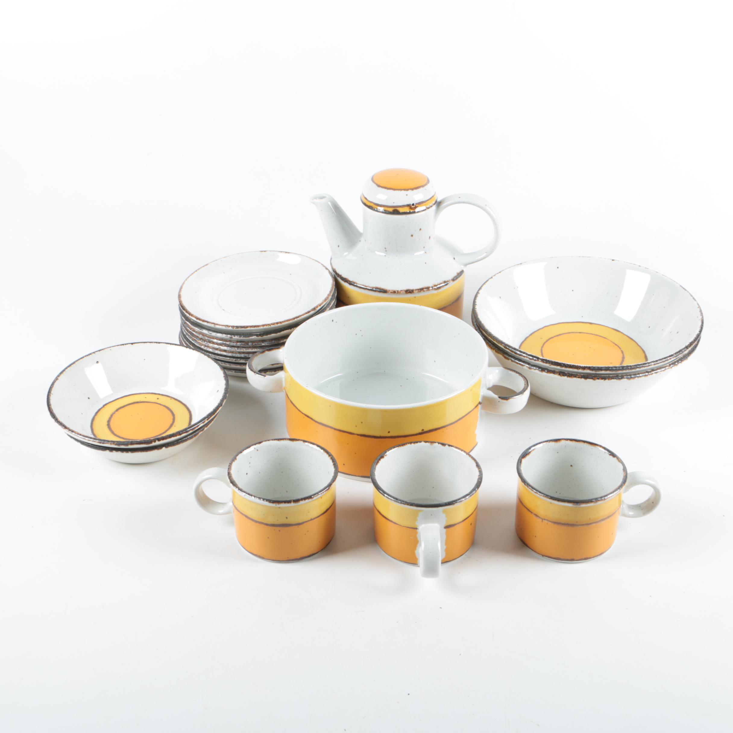 Vintage English Stonehenge Midwinter "Sun" Dinnerware and Serving Dishes 1973-86