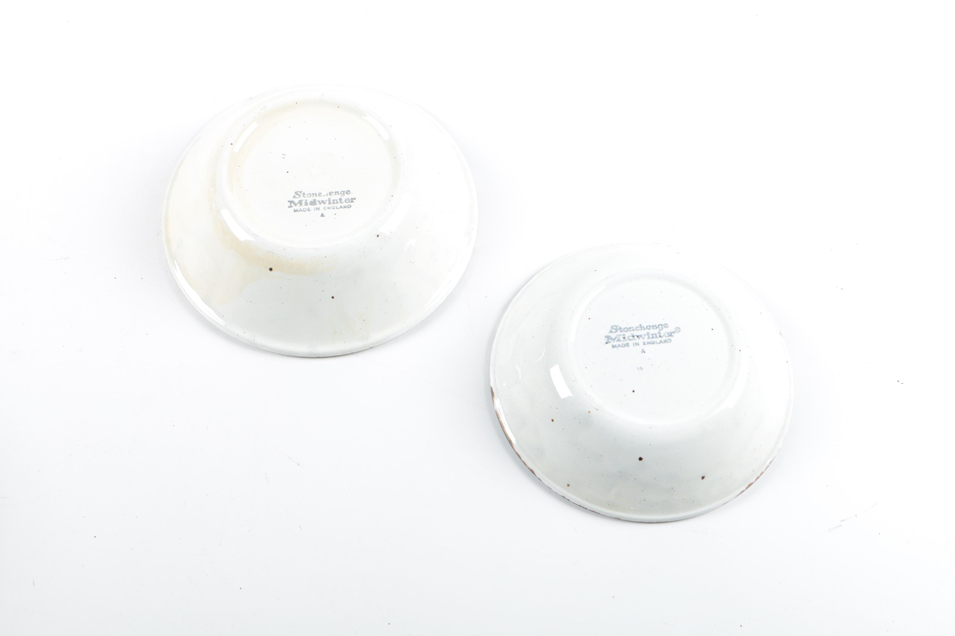 Vintage English Stonehenge Midwinter "Sun" Dinnerware and Serving Dishes 1973-86