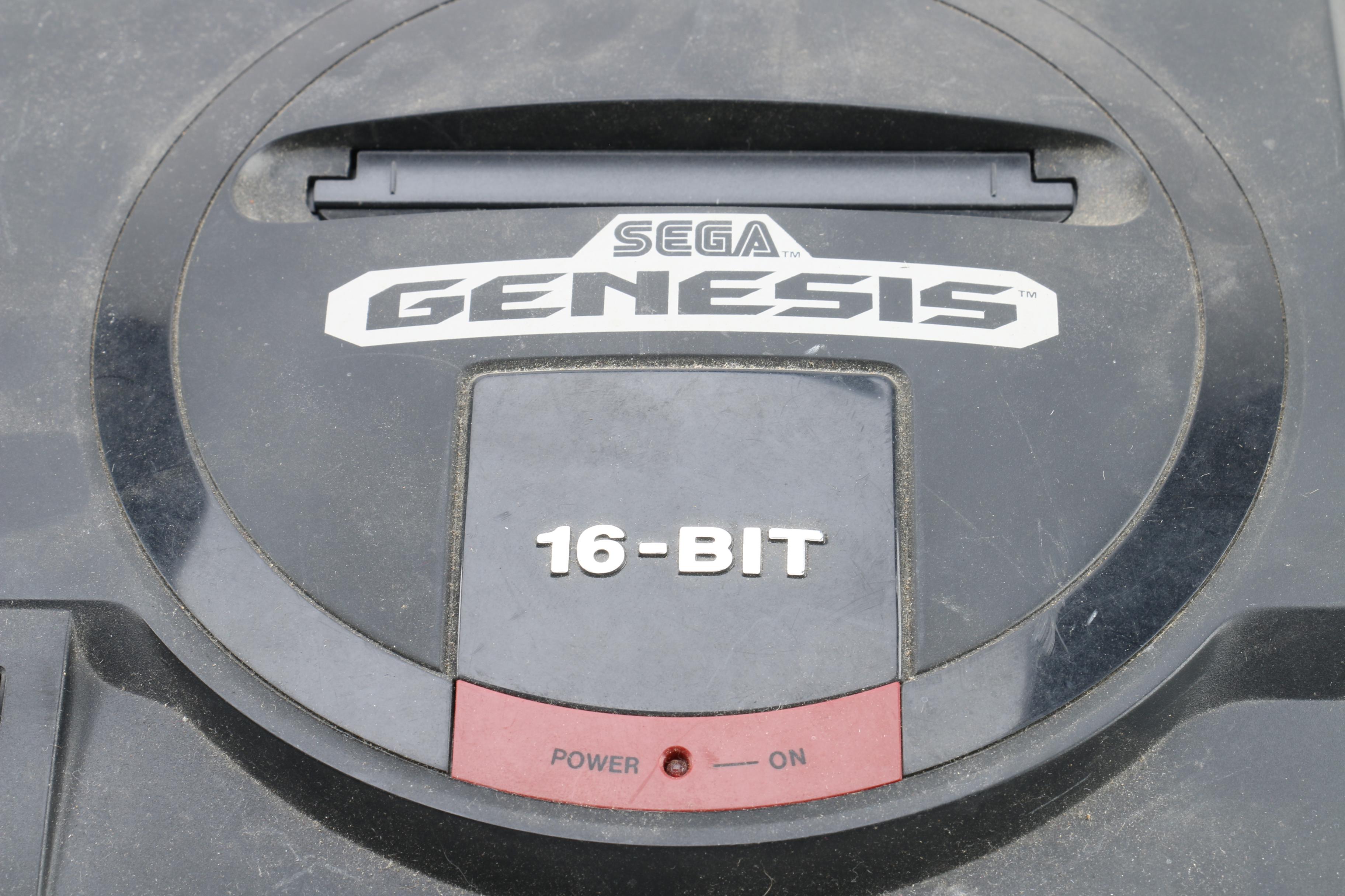 Sega Genesis Game Console with Controllers and "NBA Live 96"