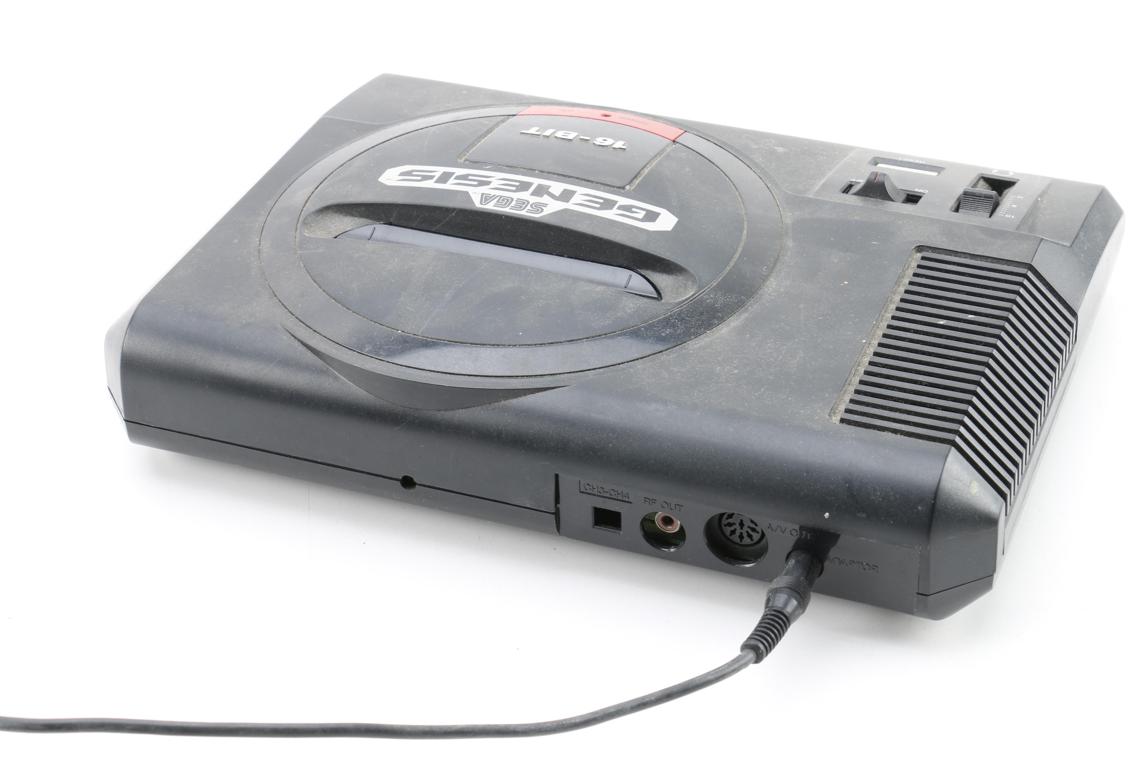 Sega Genesis Game Console with Controllers and "NBA Live 96"