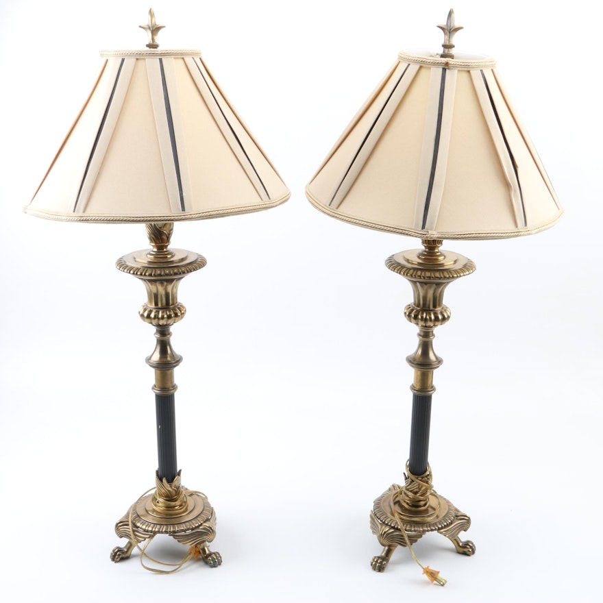 Pair of Regency-Style Buffet Lamps with Shades