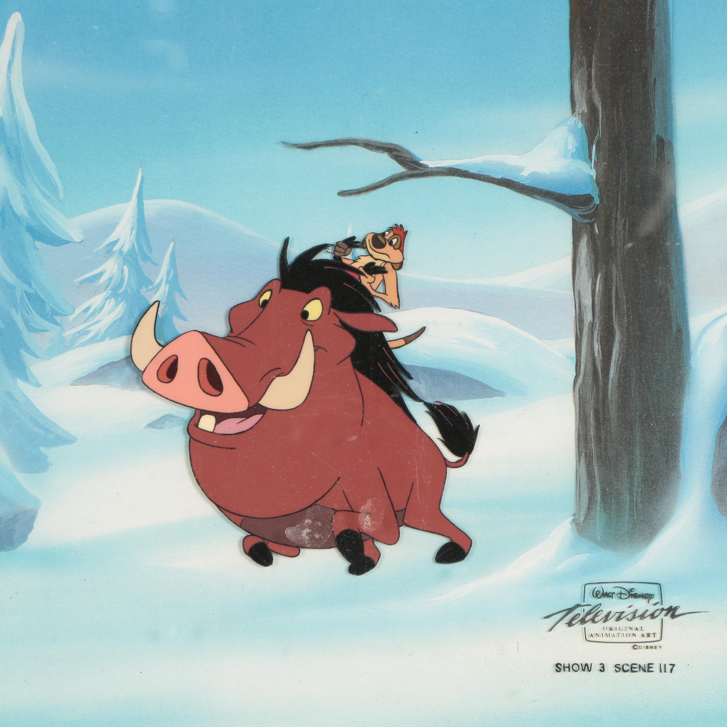 Production Cel and Clean-Up Drawing "The Lion King's Timon & Pumbaa"