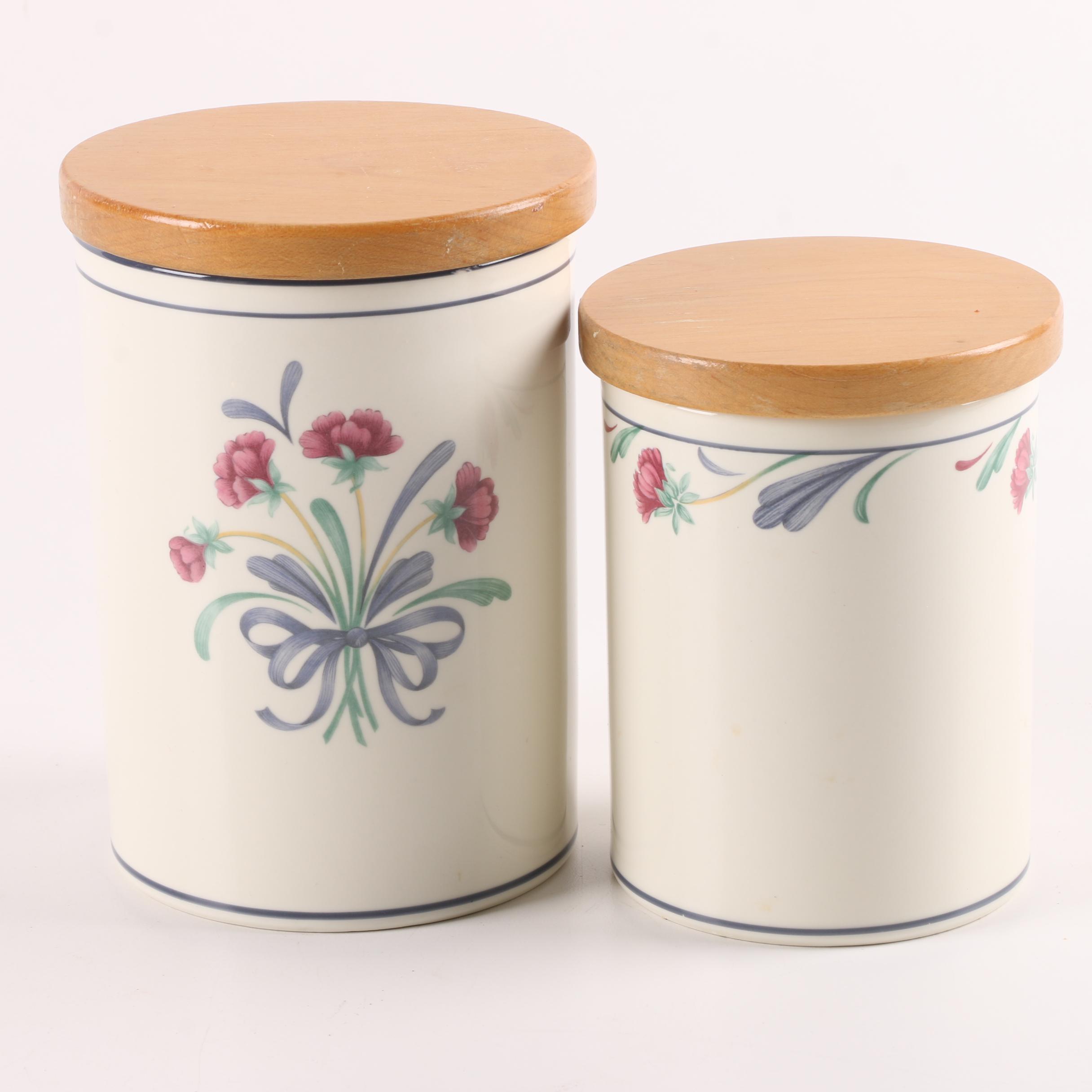 Lenox "Poppies on Blue" Canisters with Wood Lids and "Barrington" Floral Vases