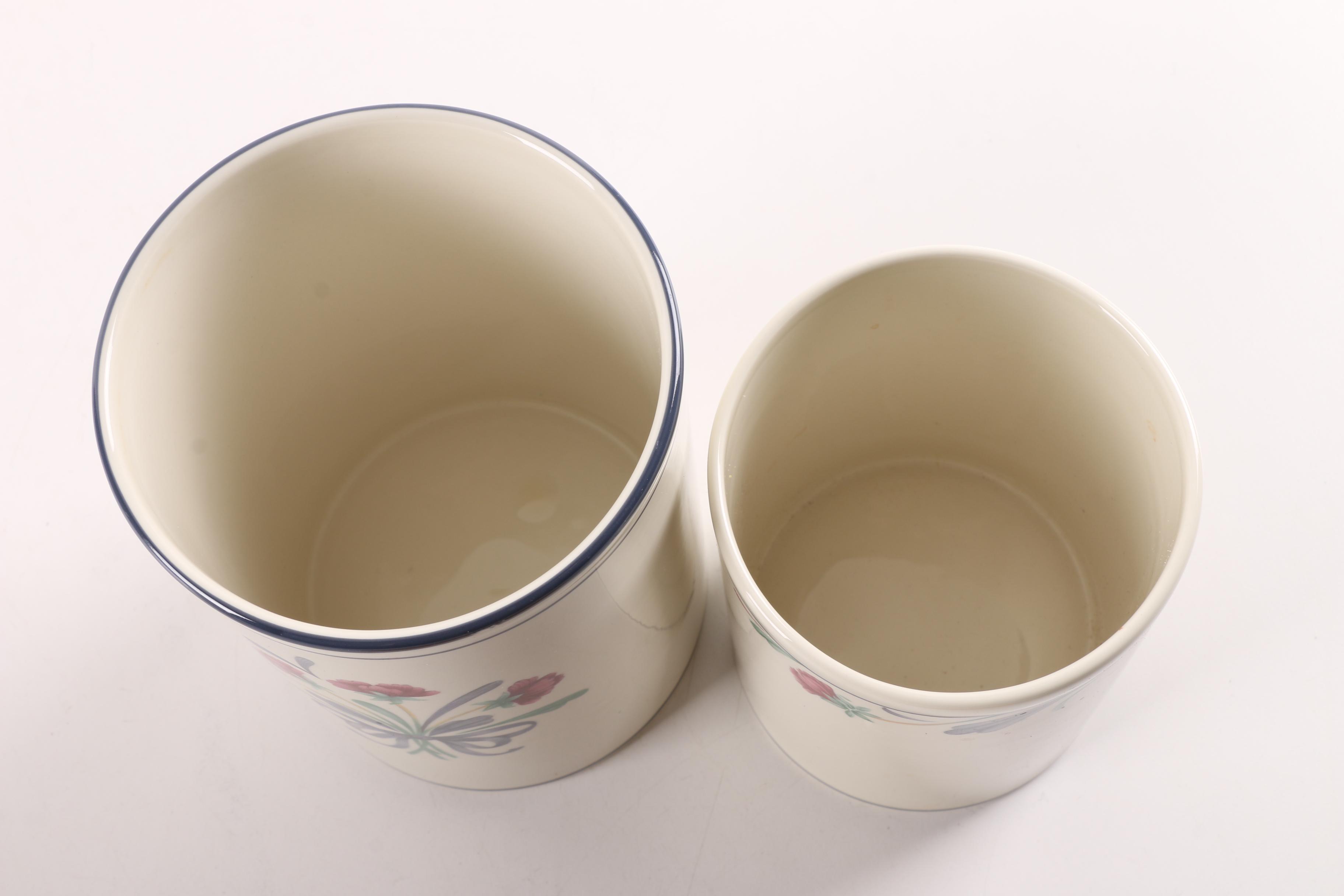 Lenox "Poppies on Blue" Canisters with Wood Lids and "Barrington" Floral Vases