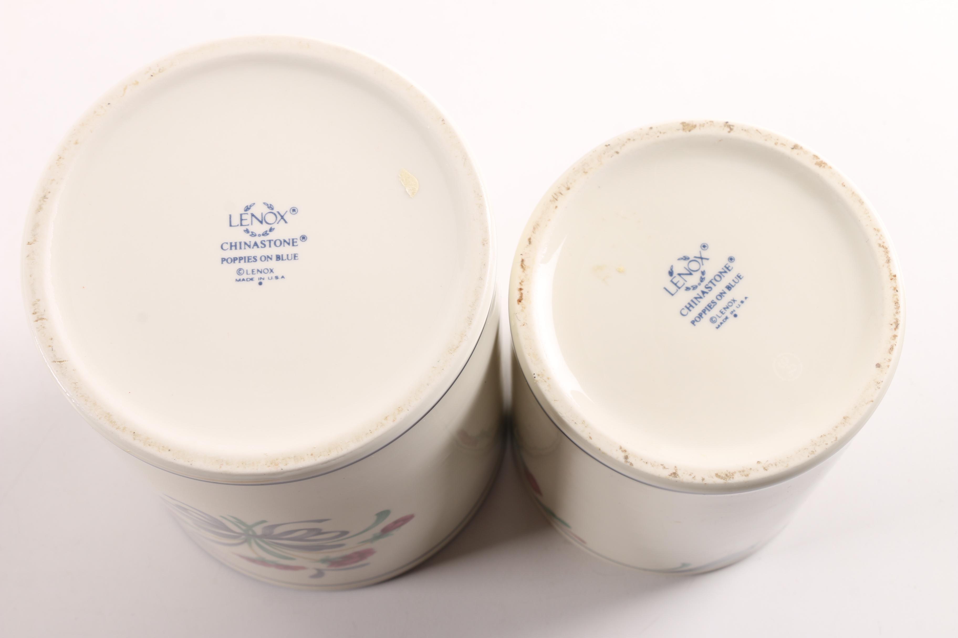 Lenox "Poppies on Blue" Canisters with Wood Lids and "Barrington" Floral Vases