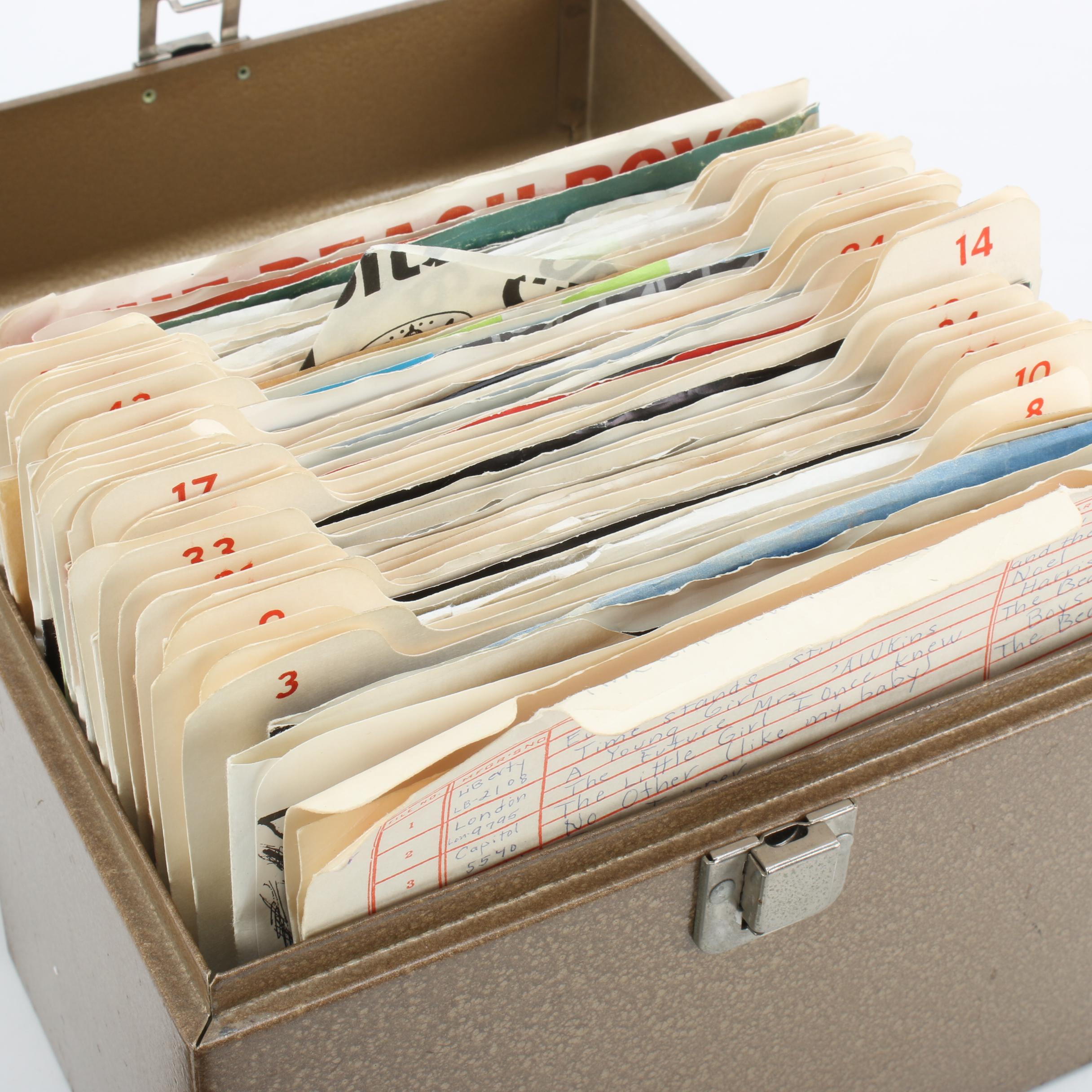 Metal Case of 45 rpm Records Including The Rolling Stones