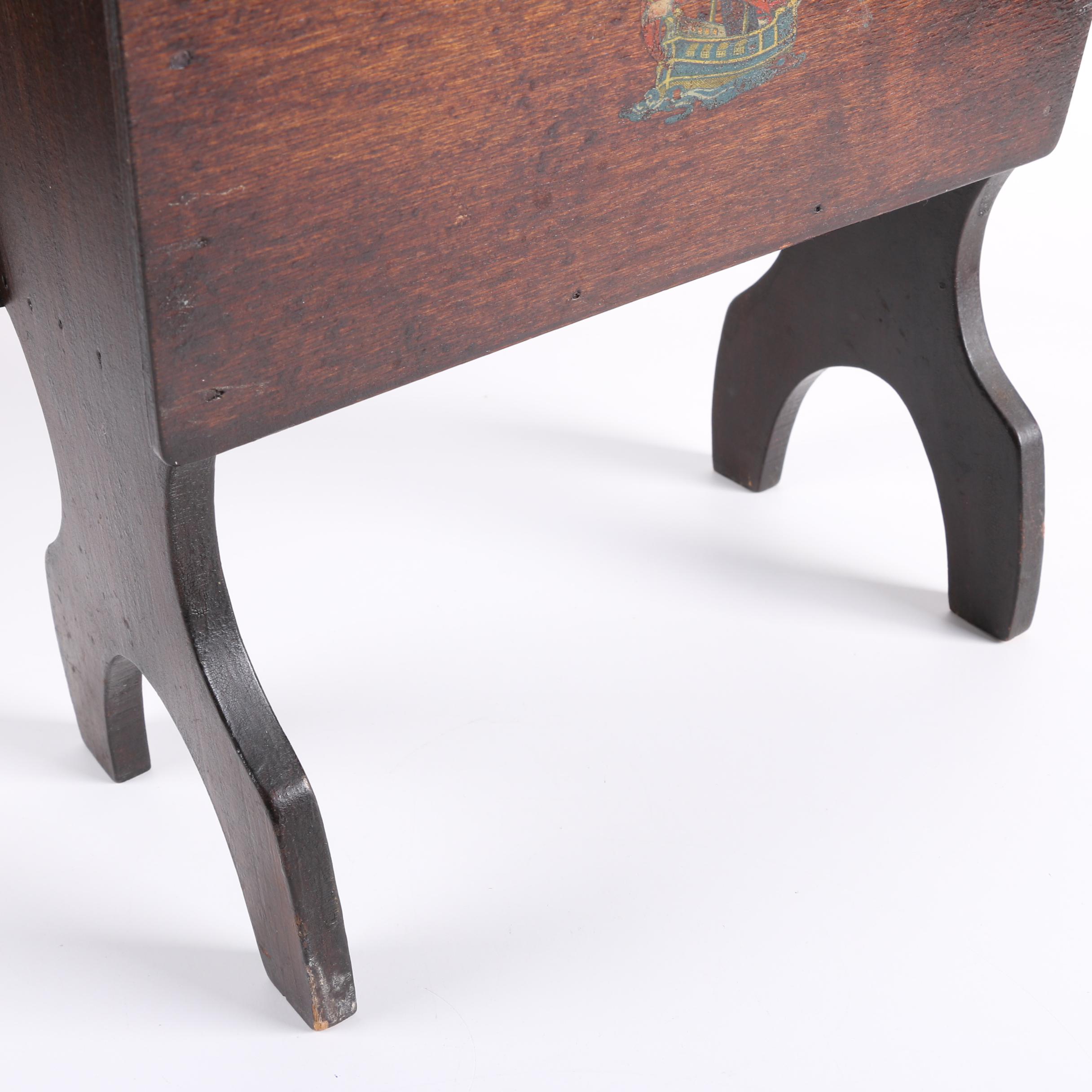 Vintage Wooden Magazine Rack with Ship Motif