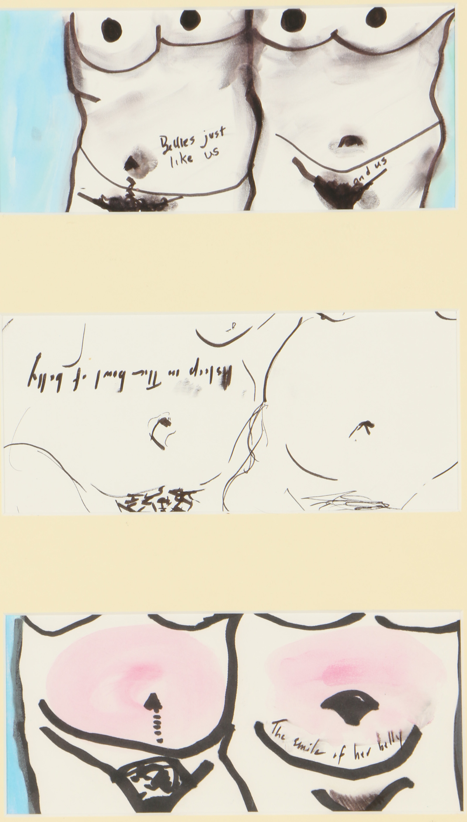 Ink and Pastel Drawings "Lifting Belly"