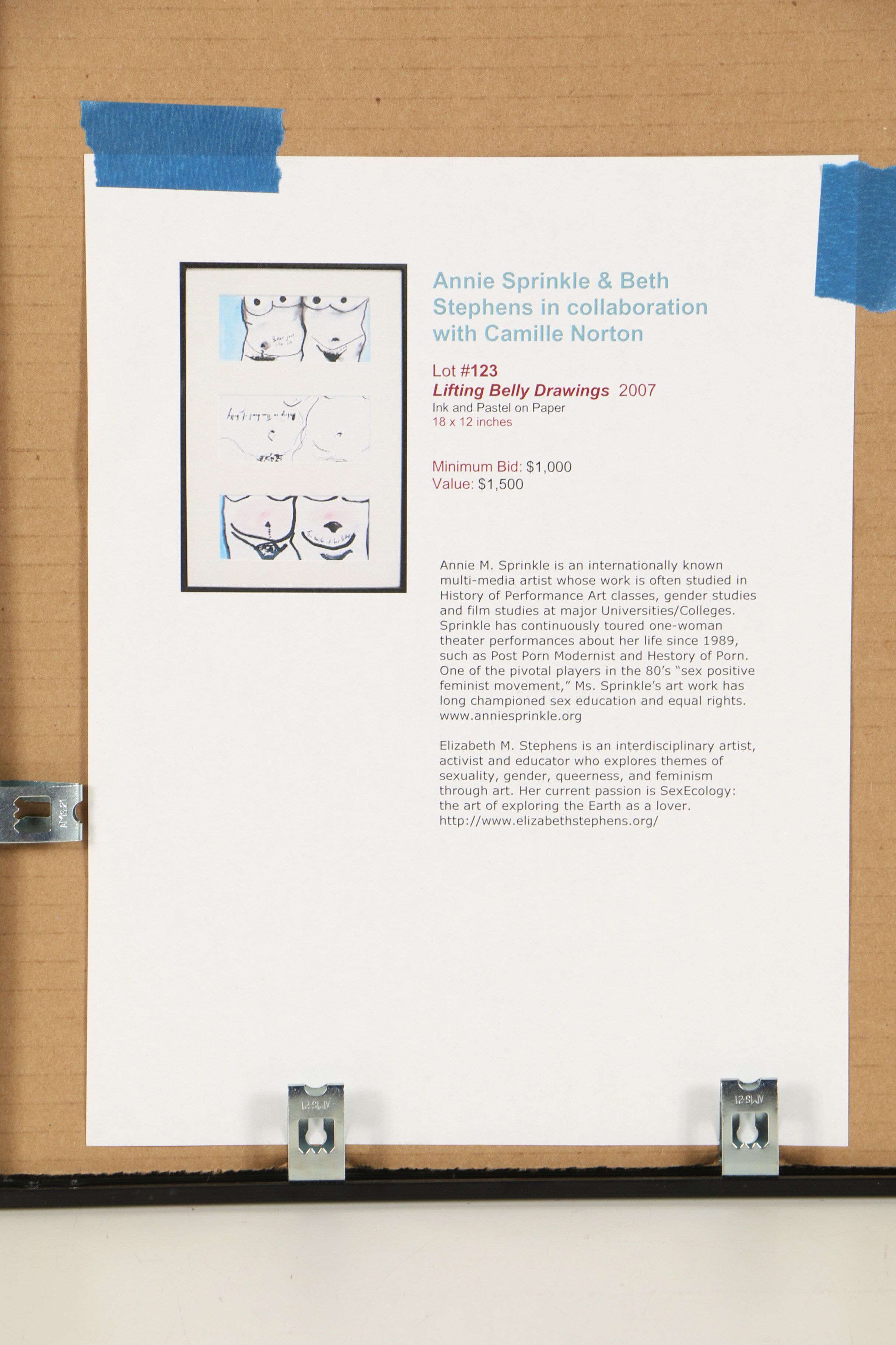 Ink and Pastel Drawings "Lifting Belly"