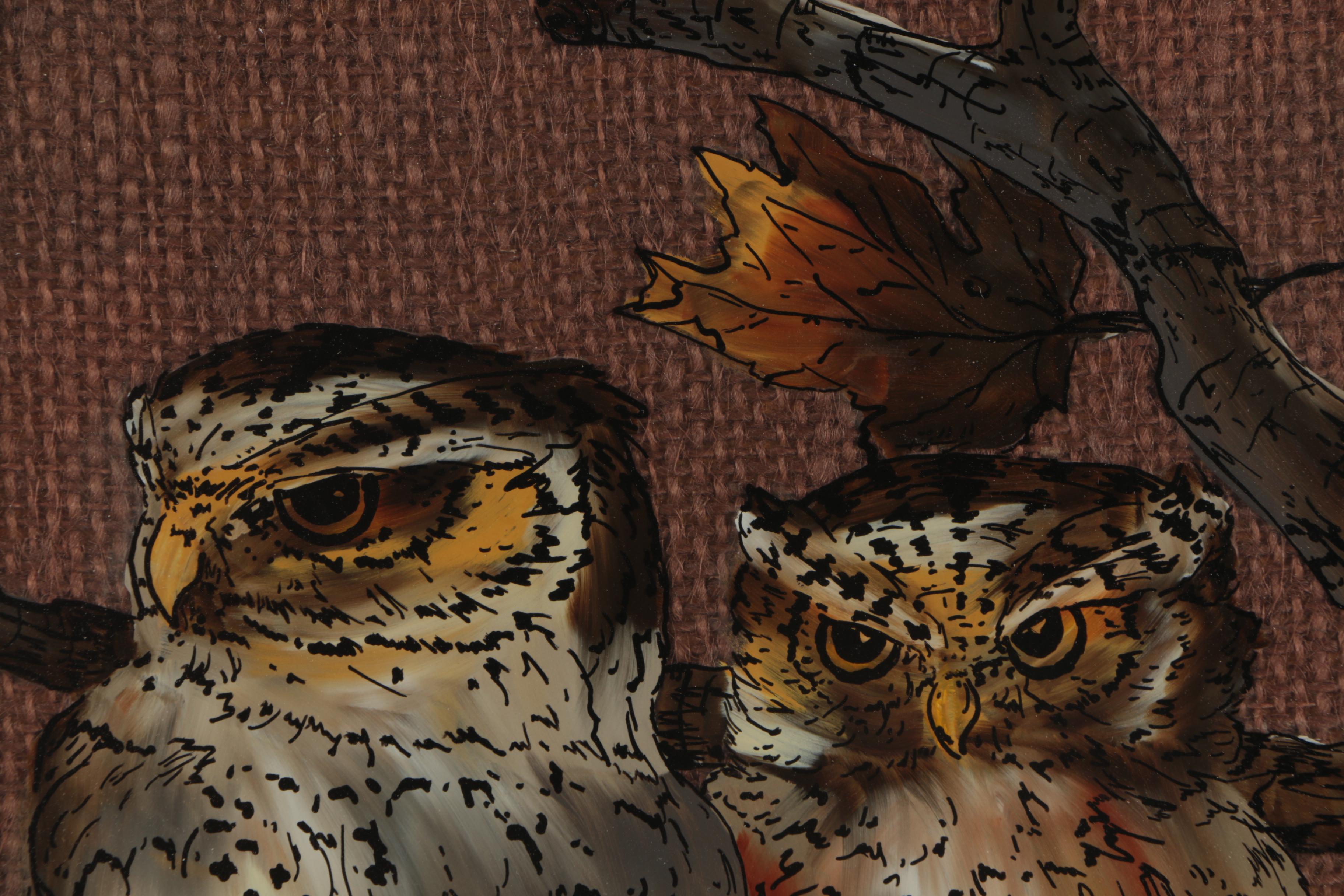 Sheri Reverse-Glass Painting of Owls