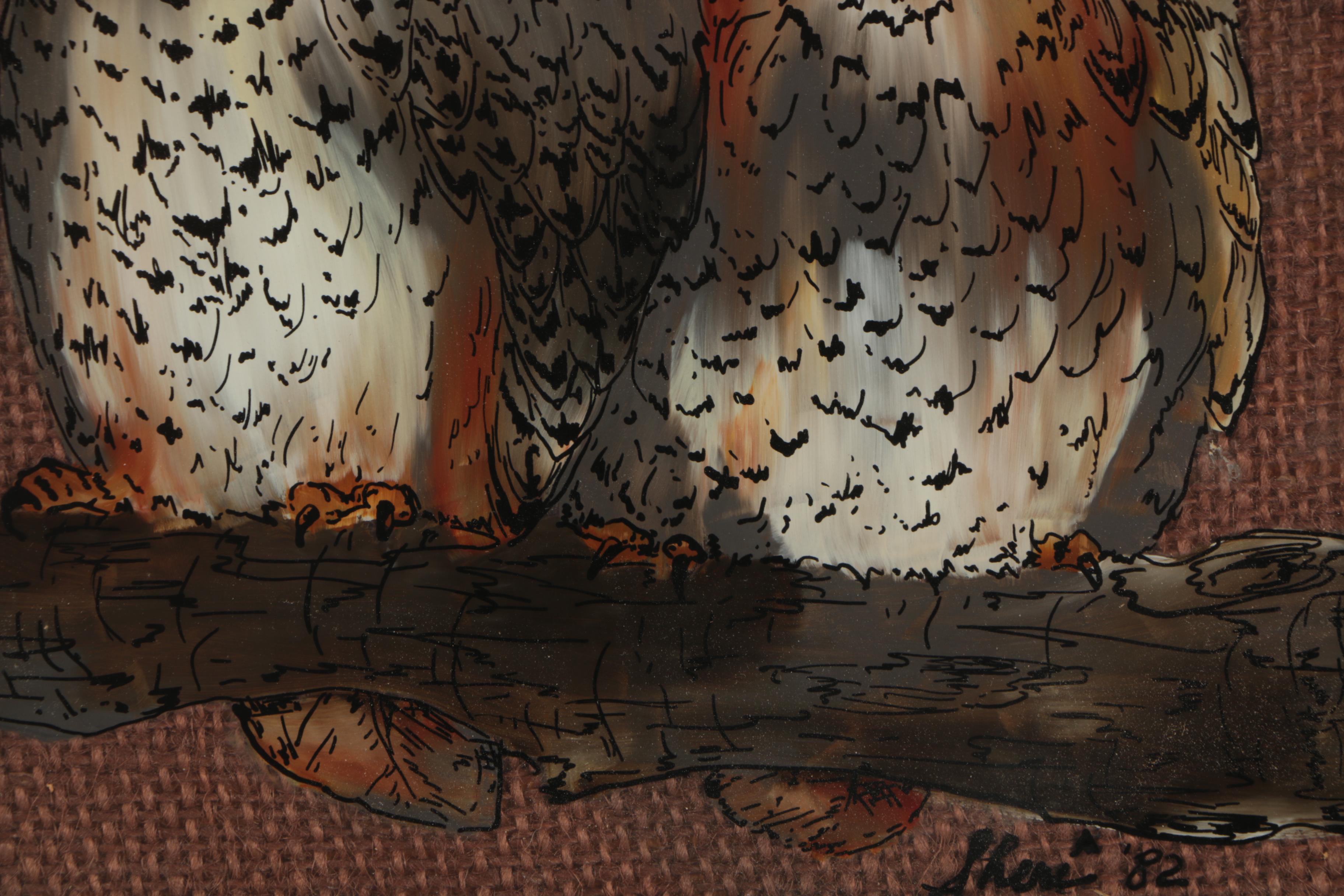 Sheri Reverse-Glass Painting of Owls