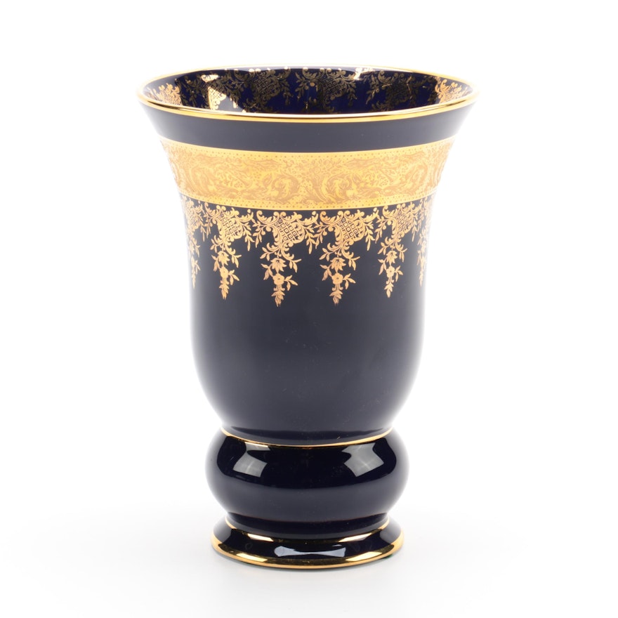 Limoges "Imperial" Porcelain Vase with 22 Karat Gold Accents