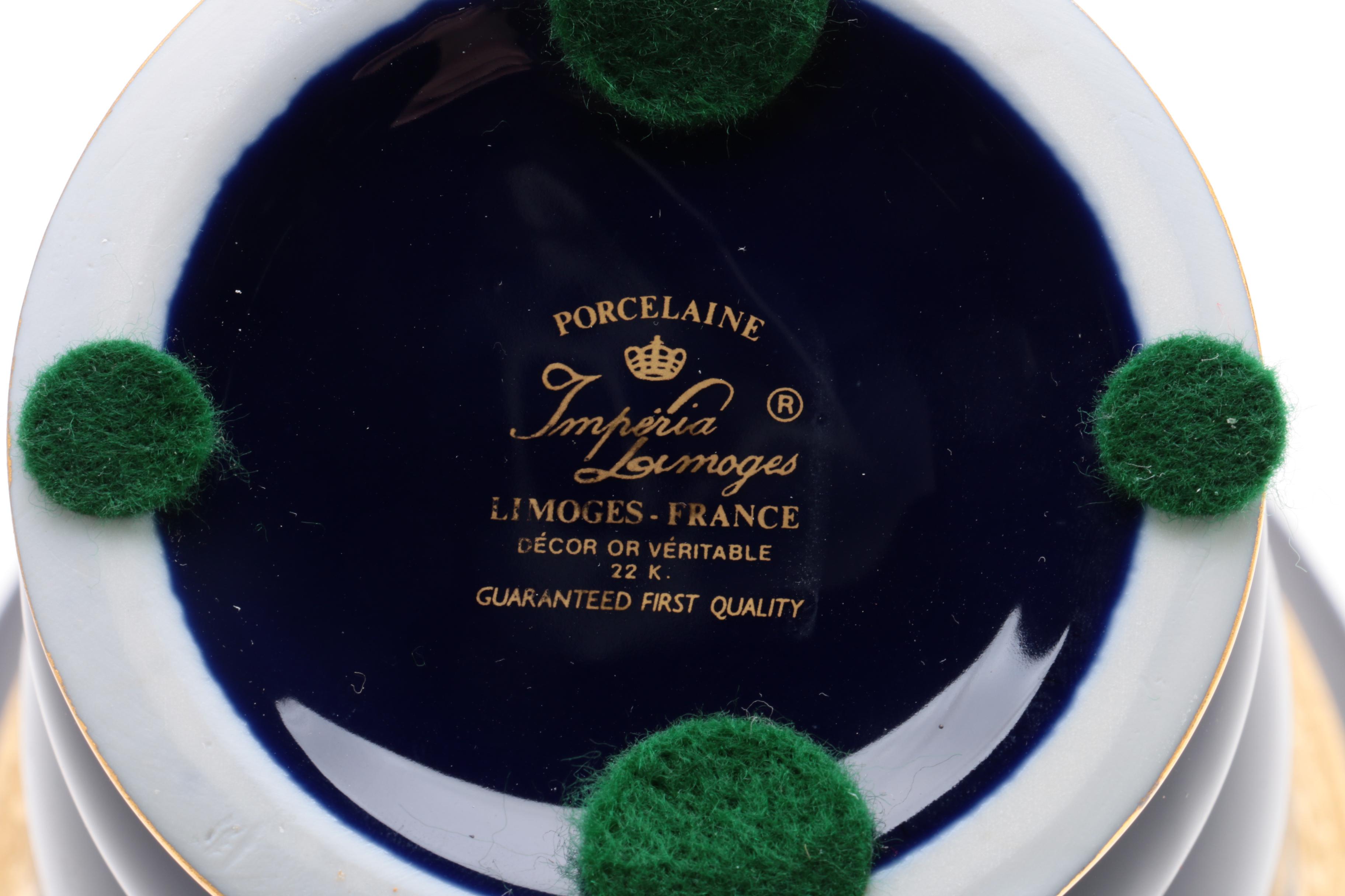 Limoges "Imperial" Porcelain Vase with 22 Karat Gold Accents
