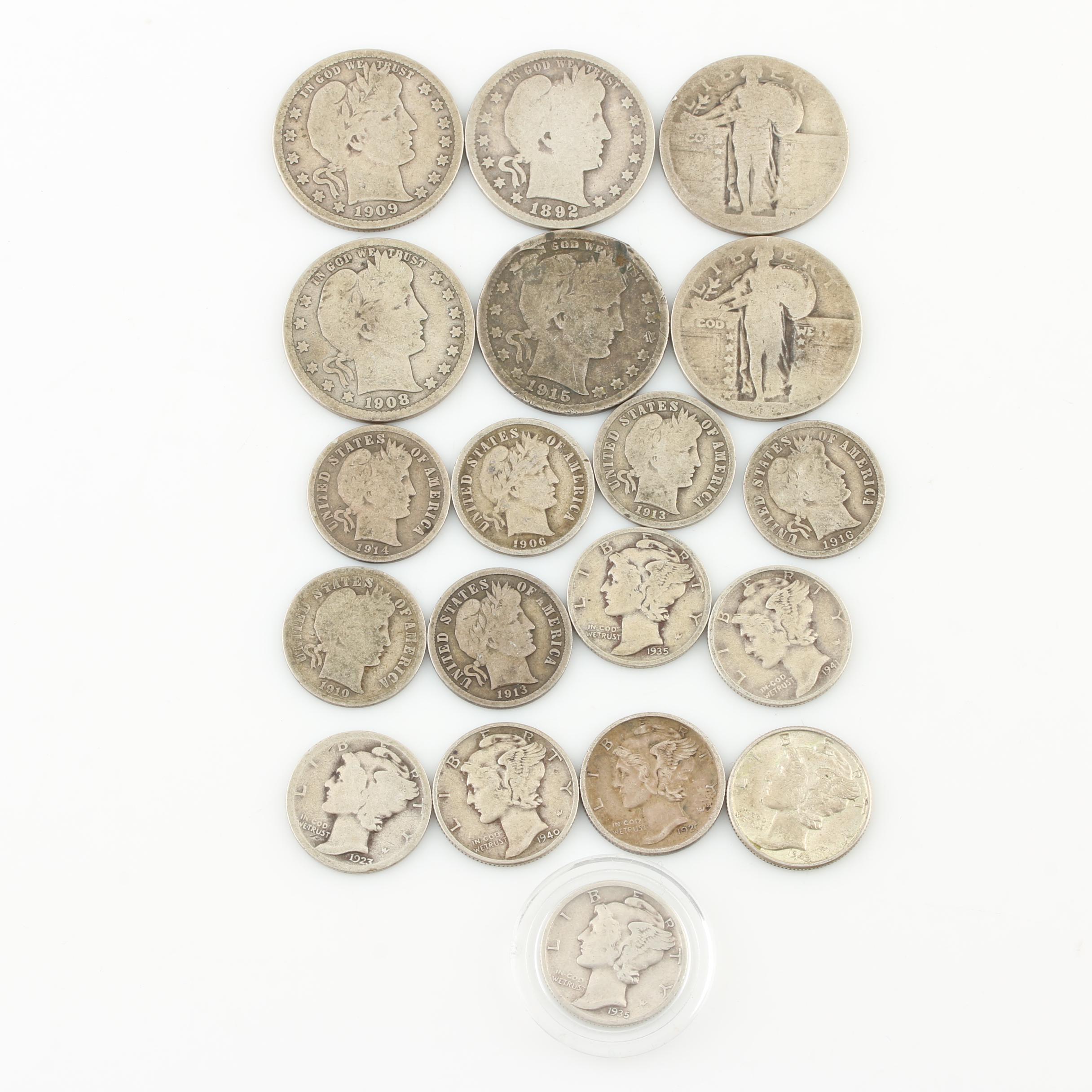 Group of Antique and Vintage U.S. Silver Dimes and Silver Quarters