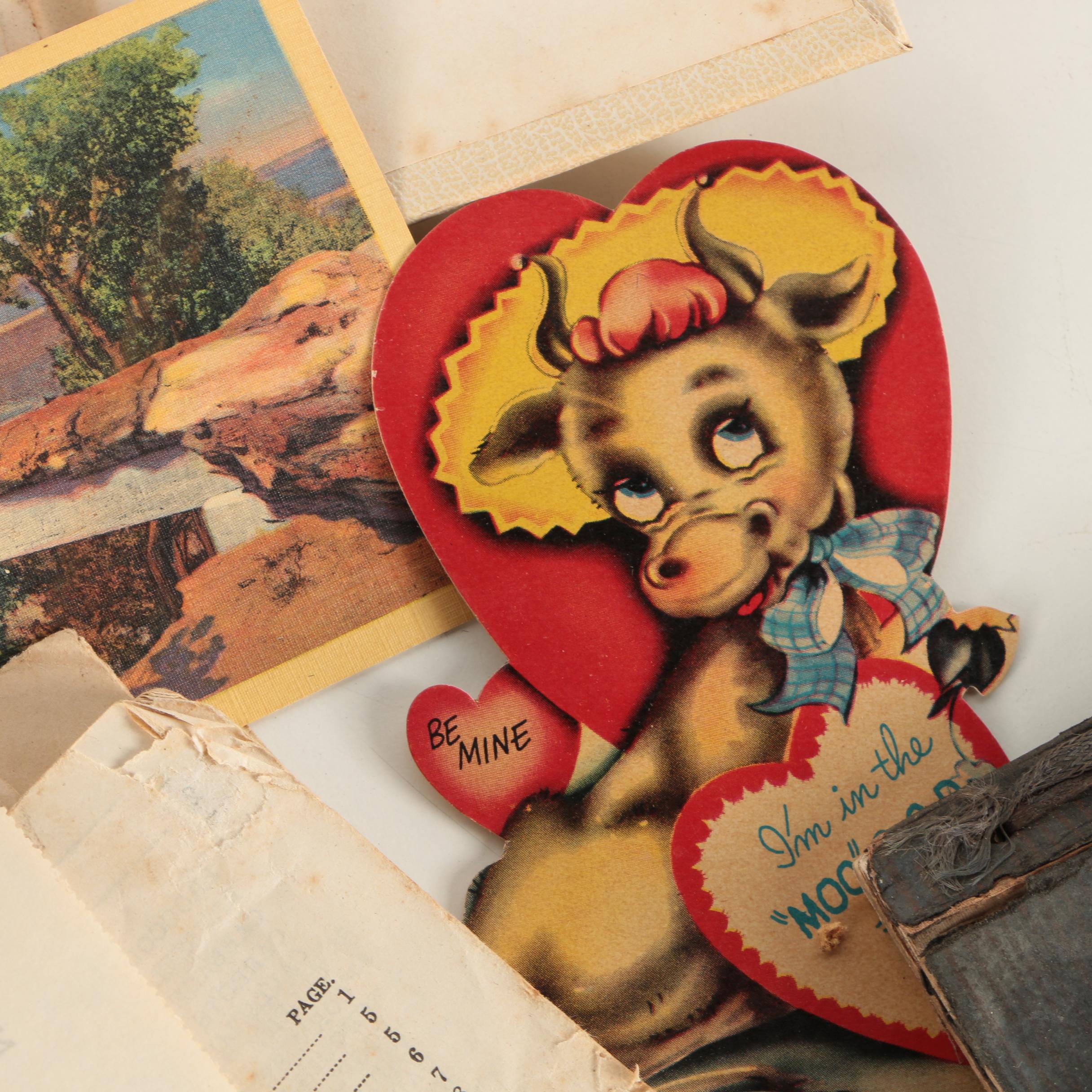 Collection of Vintage Postcards, Letters, Cards, and Ephemera